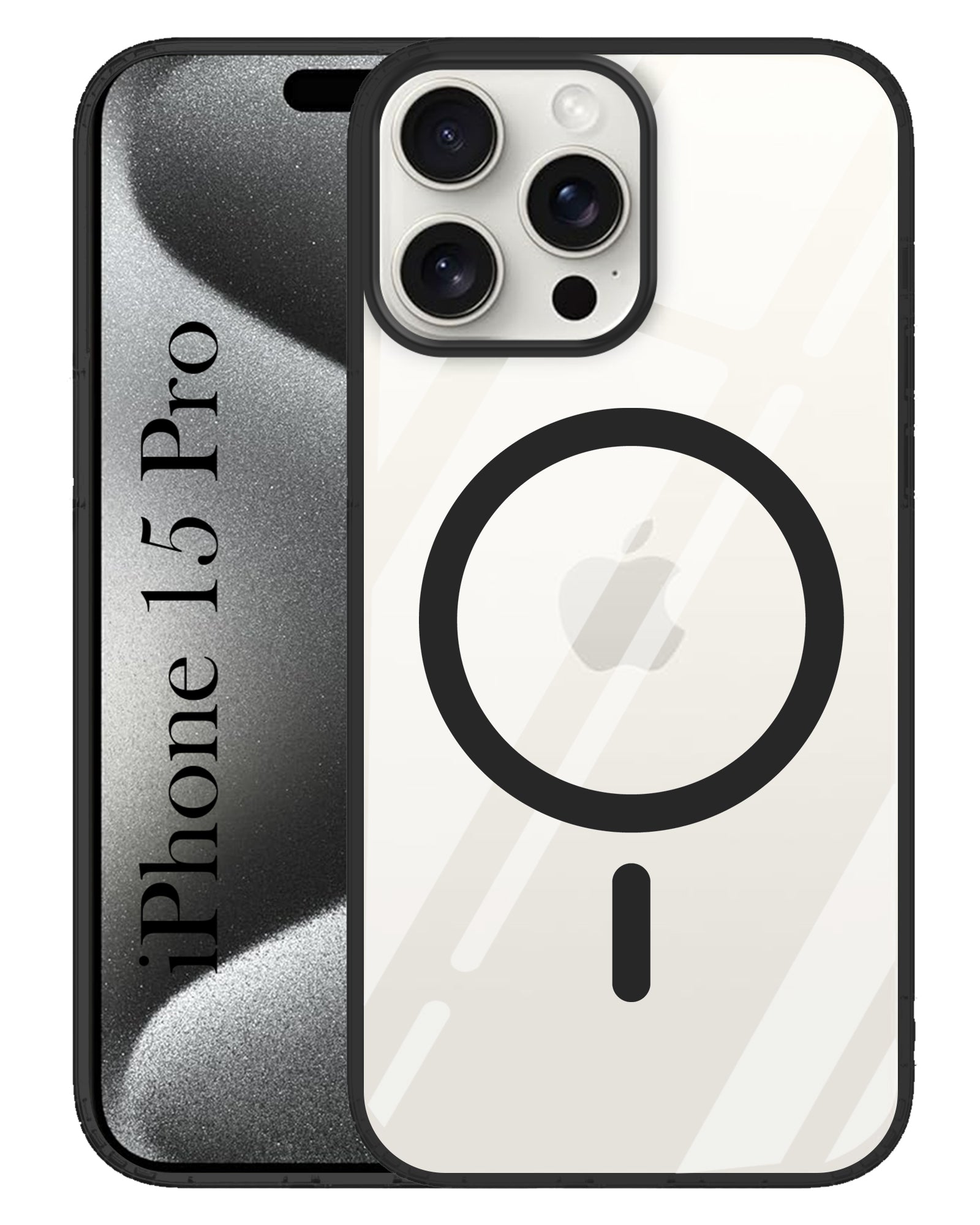 For Apple iPhone 15 Pro Back Cover Case ( Black MagSafe Compatible Wireless Charging | Hybrid Camera Bump Protection | Shockproof Polycarbonate
