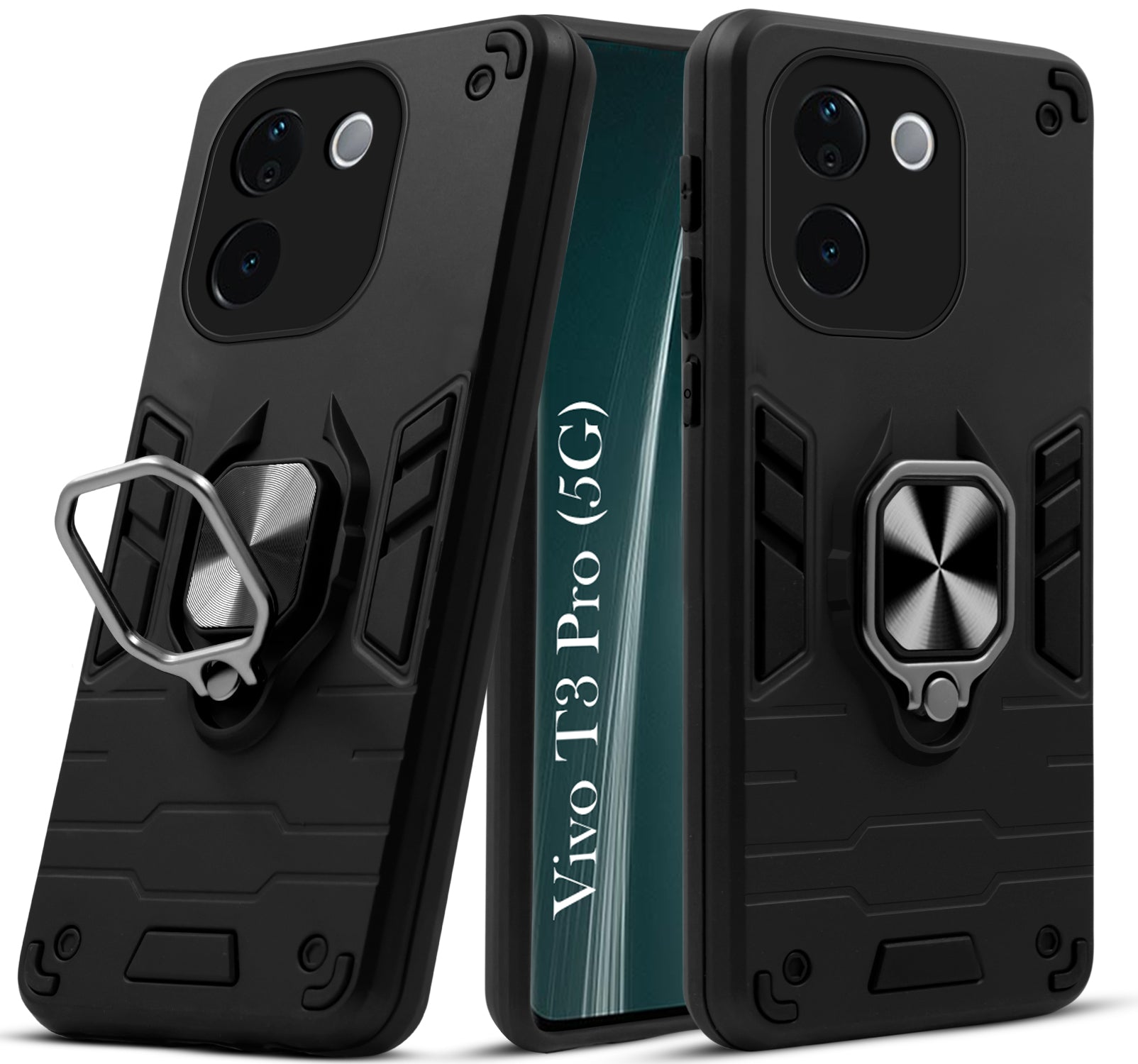 For Vivo T3 Pro Back Cover Case (Shockproof Polycarbonate Dual Layer Hybrid Armor)