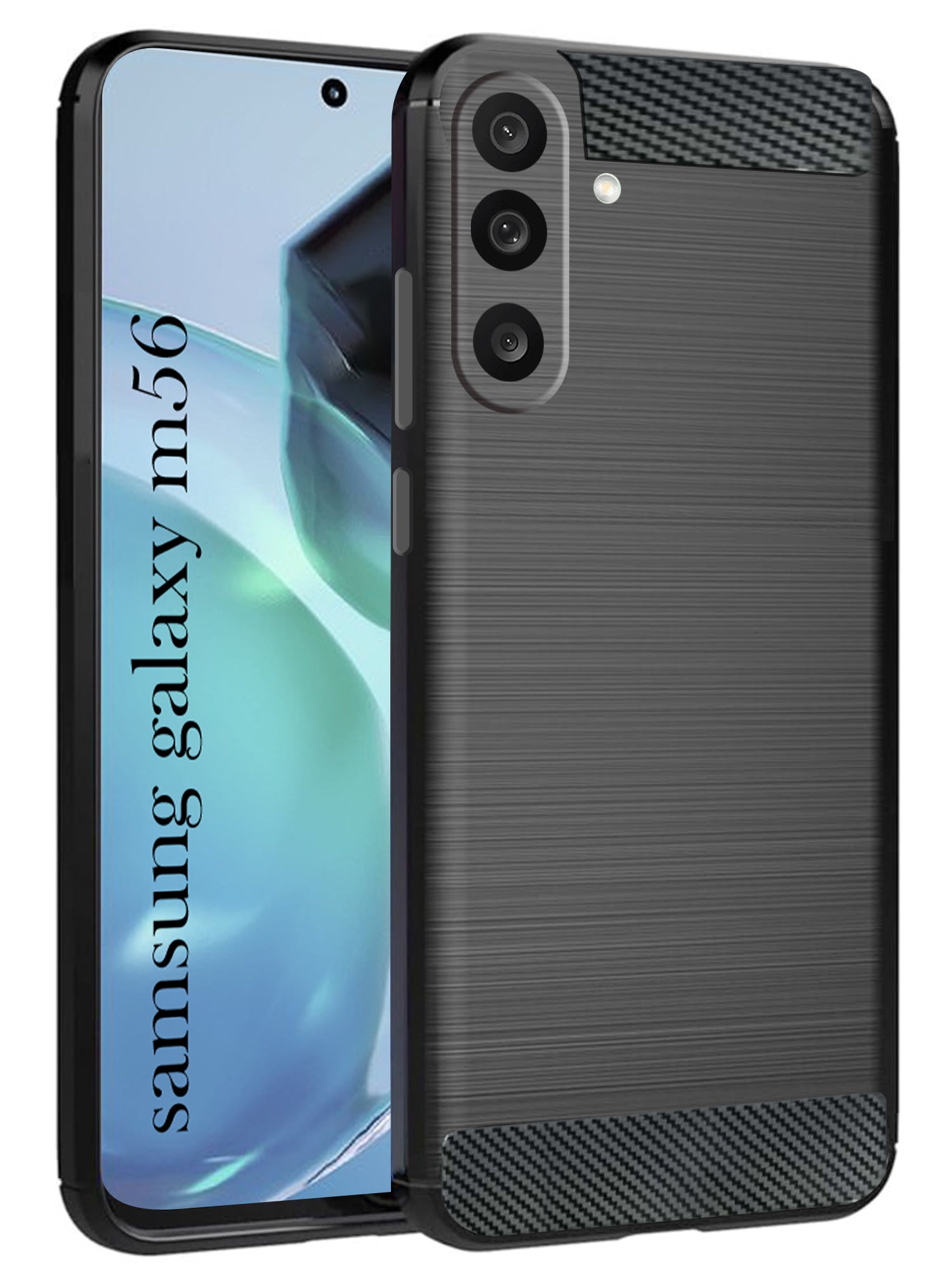 For Samsung Galaxy M56 | Samsung Galaxy F56 Back Cover Case (Hybrid Armor Case | Carbon Fiber Shockproof | Soft and Flexible | Black )