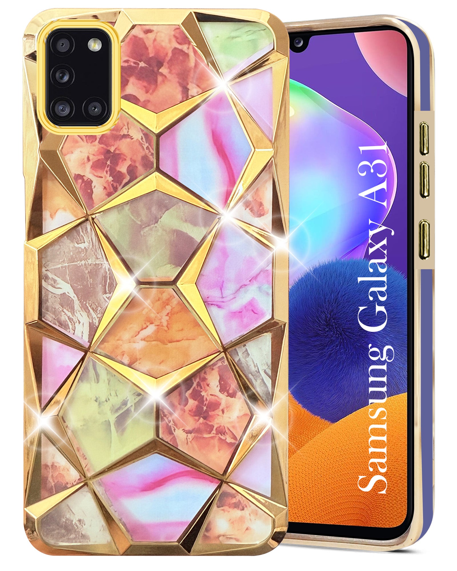 For Samsung Galaxy A31 Back Cover Case (Dual Design Glitter Sparkle and Detachable Diamond Print Case | Soft and Flexible)