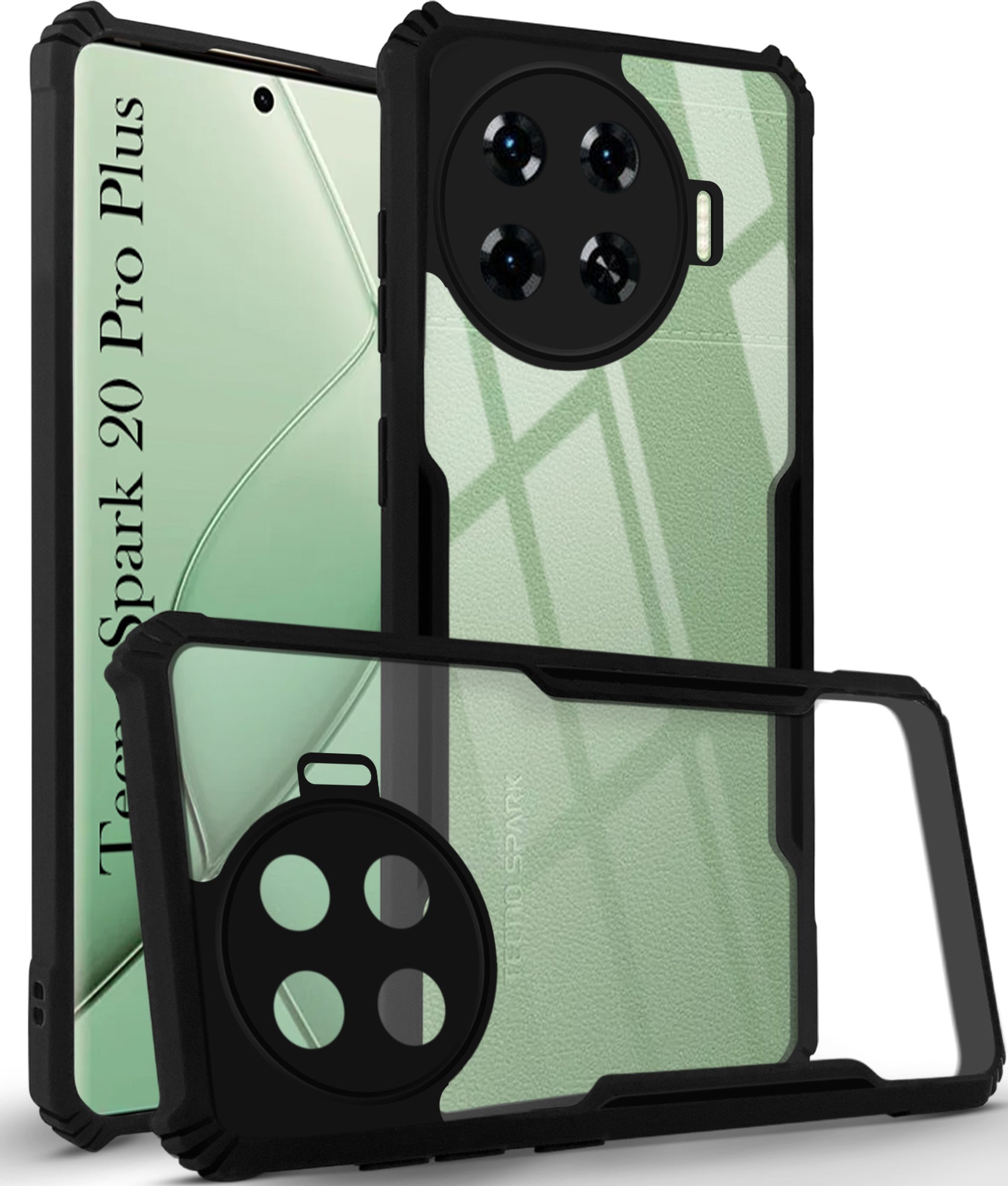 For Tecno Spark 20 Pro Plus Back Cover Case ( Shockproof with Polycarbonate Clear Panel | Professional Black)