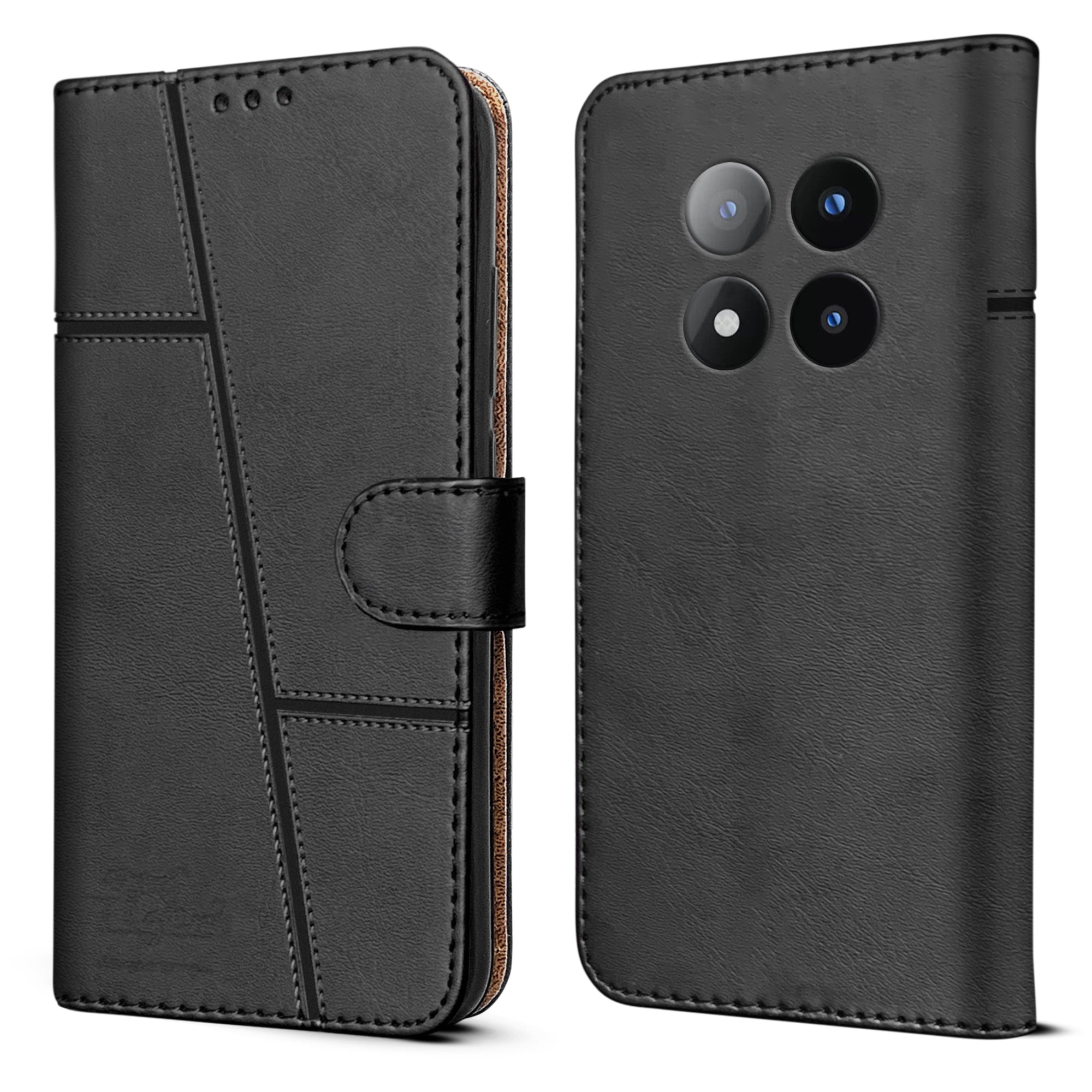 For Redmi Note 14 Pro Flip Cover Case ( Stitched Leather with Magnetic Closure)