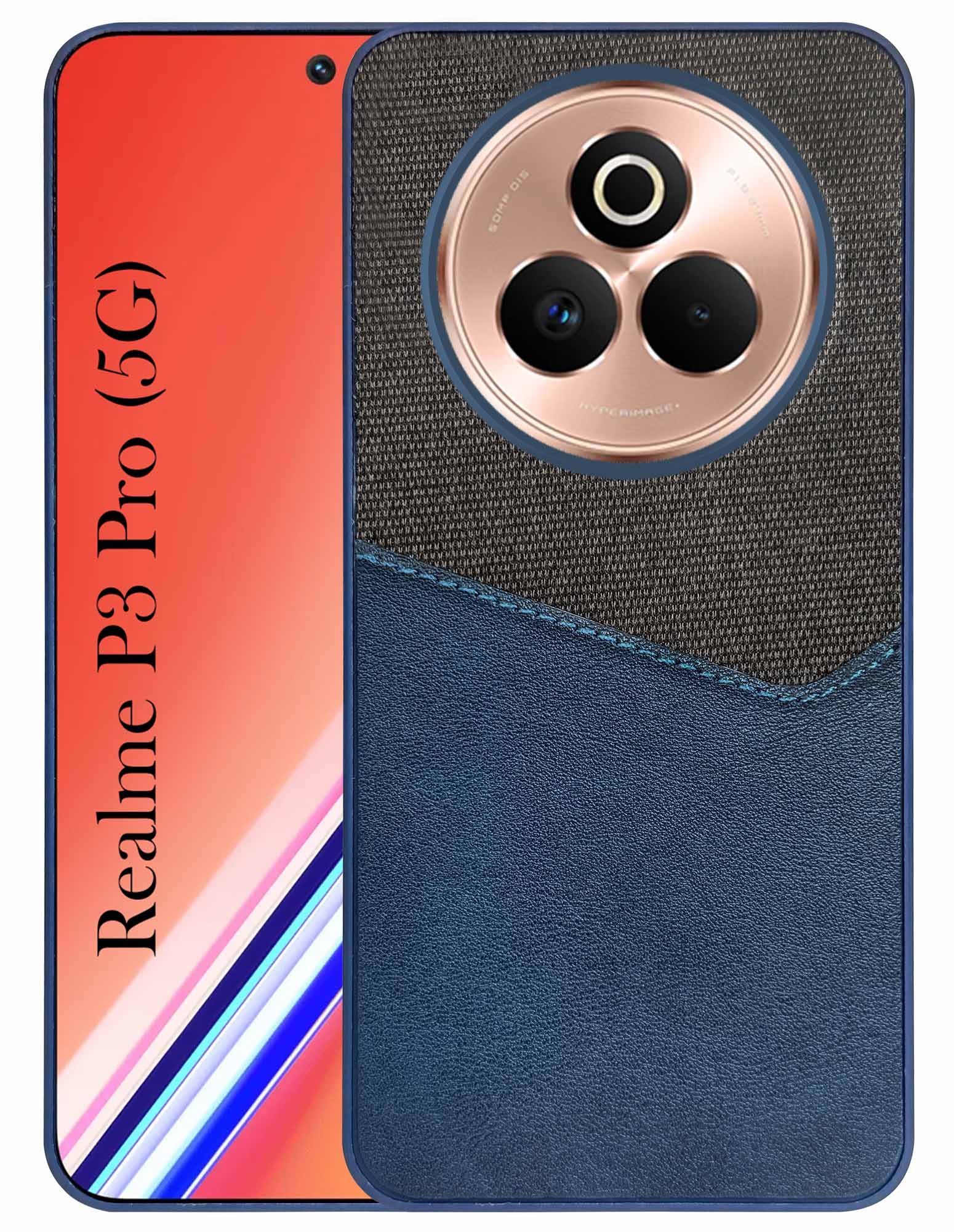 For Realme P3 Pro Back Cover Case (Dual PU Leather Stitch | Professional Minimalist | Soft and Flexible)
