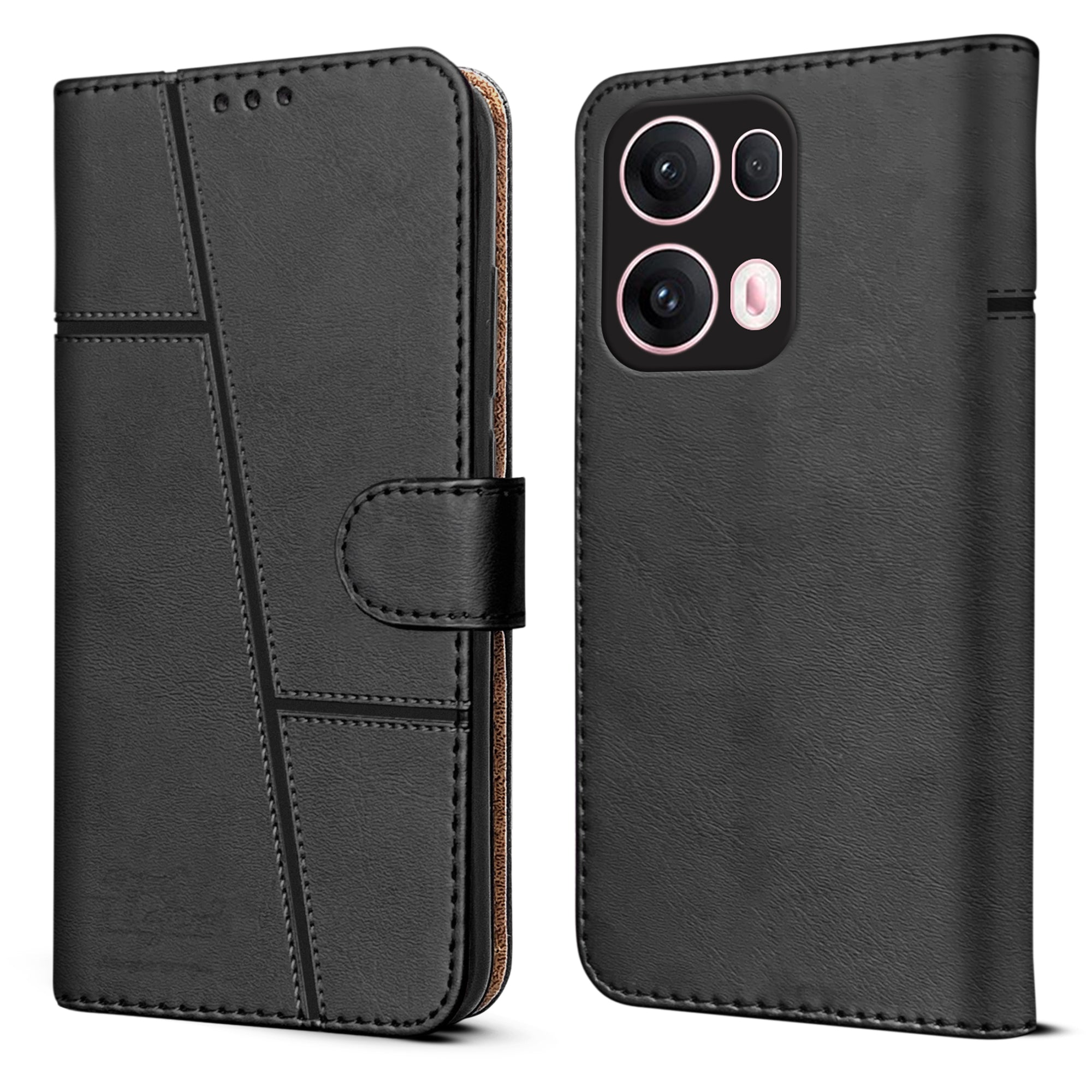 For Oppo Reno13 Pro 5G | Oppo Reno 13 Pro 5G Flip Cover Case ( Stitched Leather with Magnetic Closure)