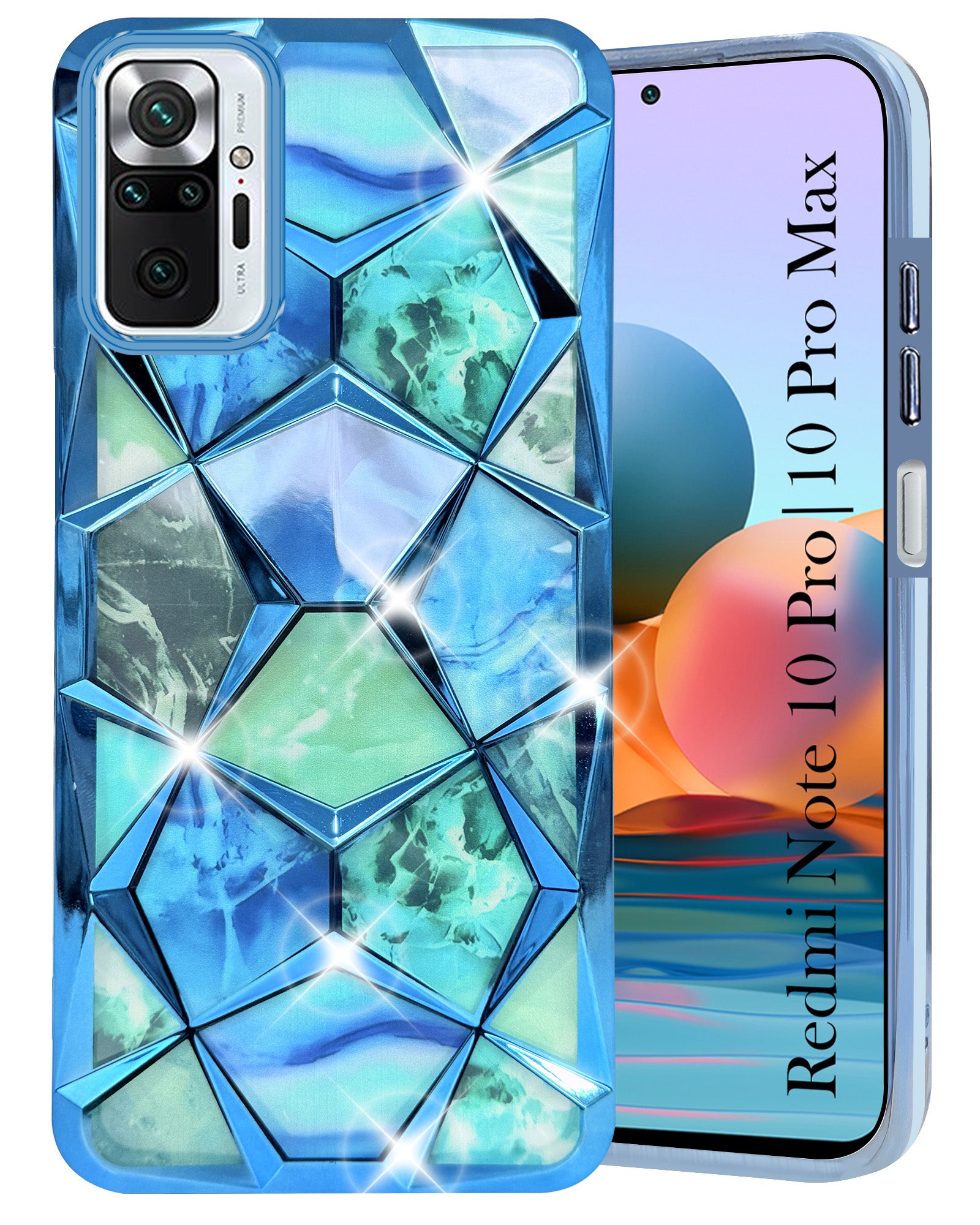 For Xiaomi Mi Redmi Note 10 Pro | 10 Pro Max Back Cover Case (Dual Design Glitter Sparkle and Detachable Diamond Print Case | Soft and Flexible)