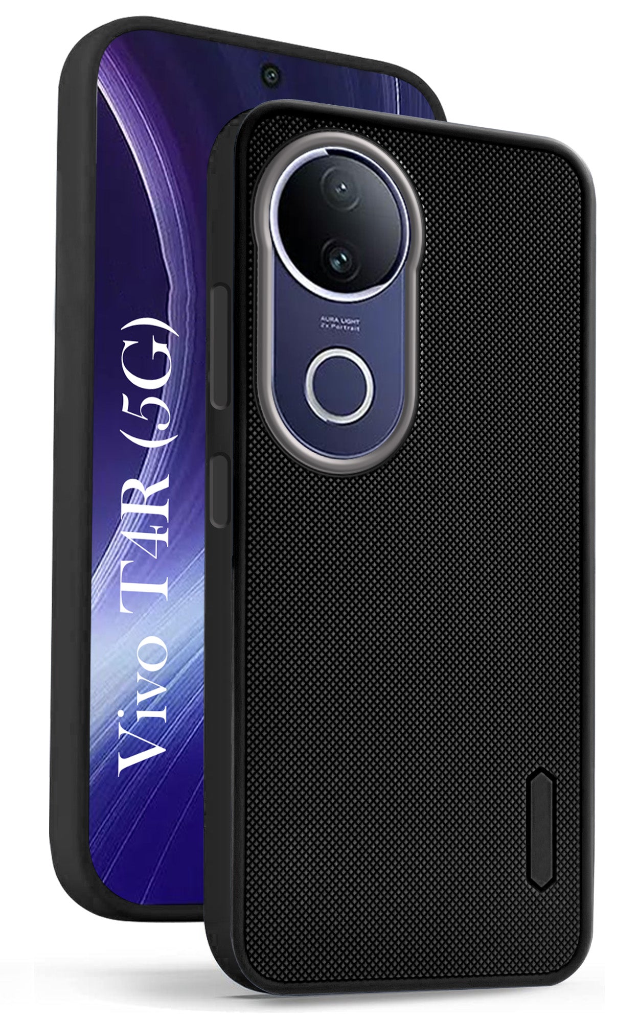 For Vivo T4R Back Cover Case (Textured Grip Design | Micro-Fiber Cloth Inside | Slim and Light Weight | Soft Touch and Feel | Black)