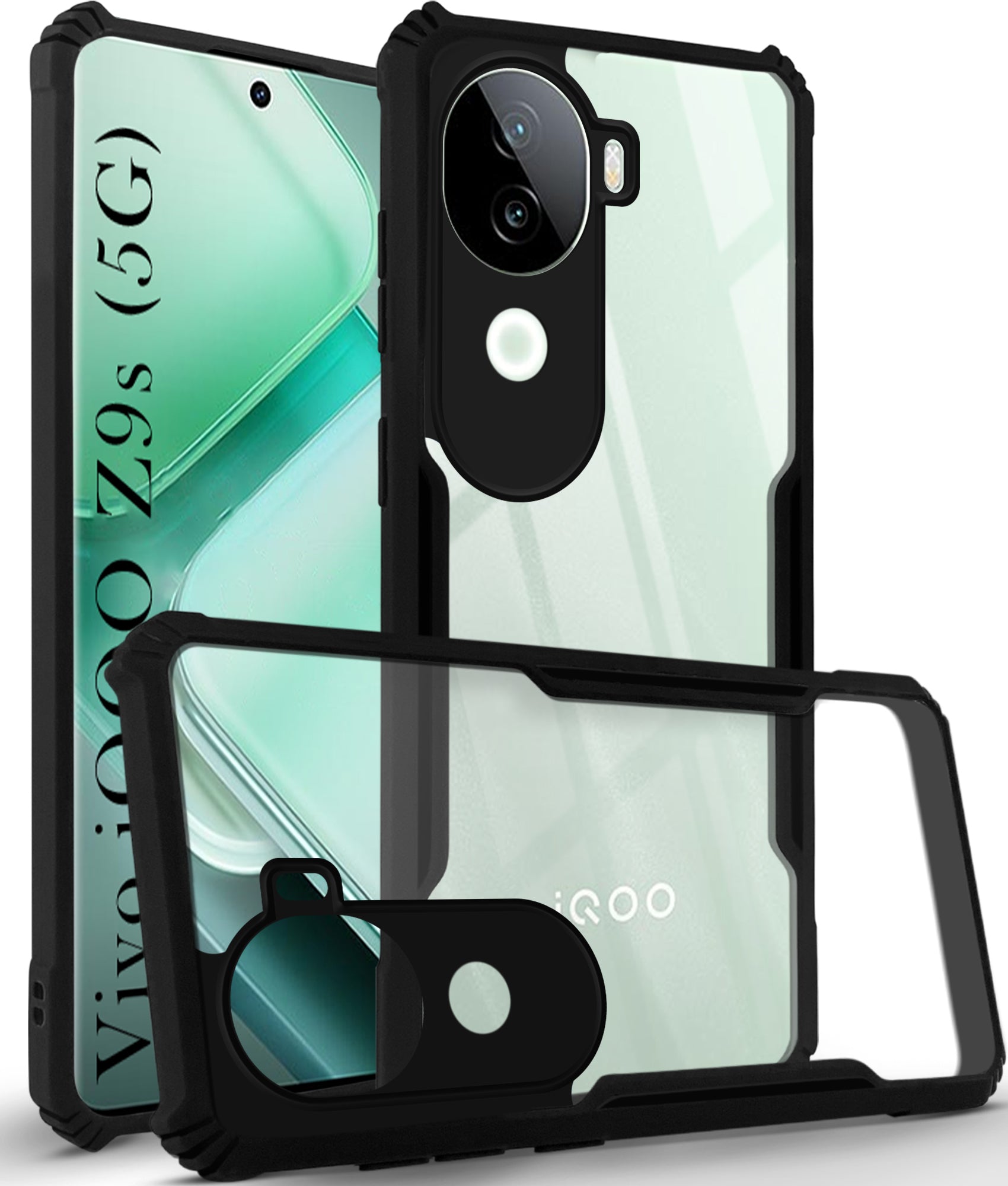 For Vivo iQOO Z9s Back Cover Case ( Shockproof with Polycarbonate Clear Panel | Professional )