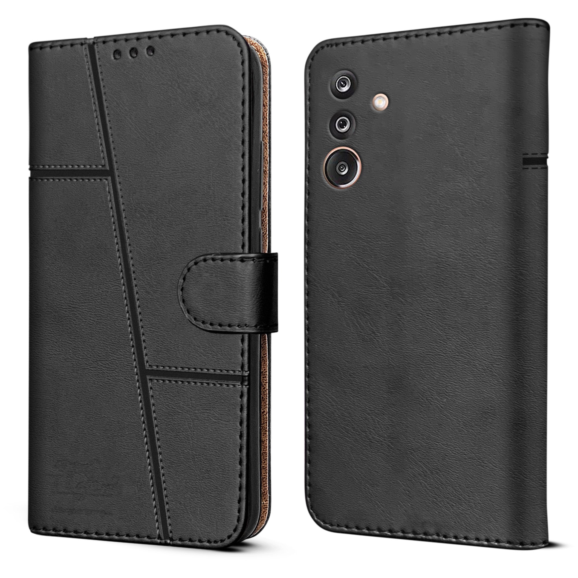 For Samsung Galaxy M36 | Samsung Galaxy F36 Flip Cover Case ( Stitched Leather with Magnetic Closure)