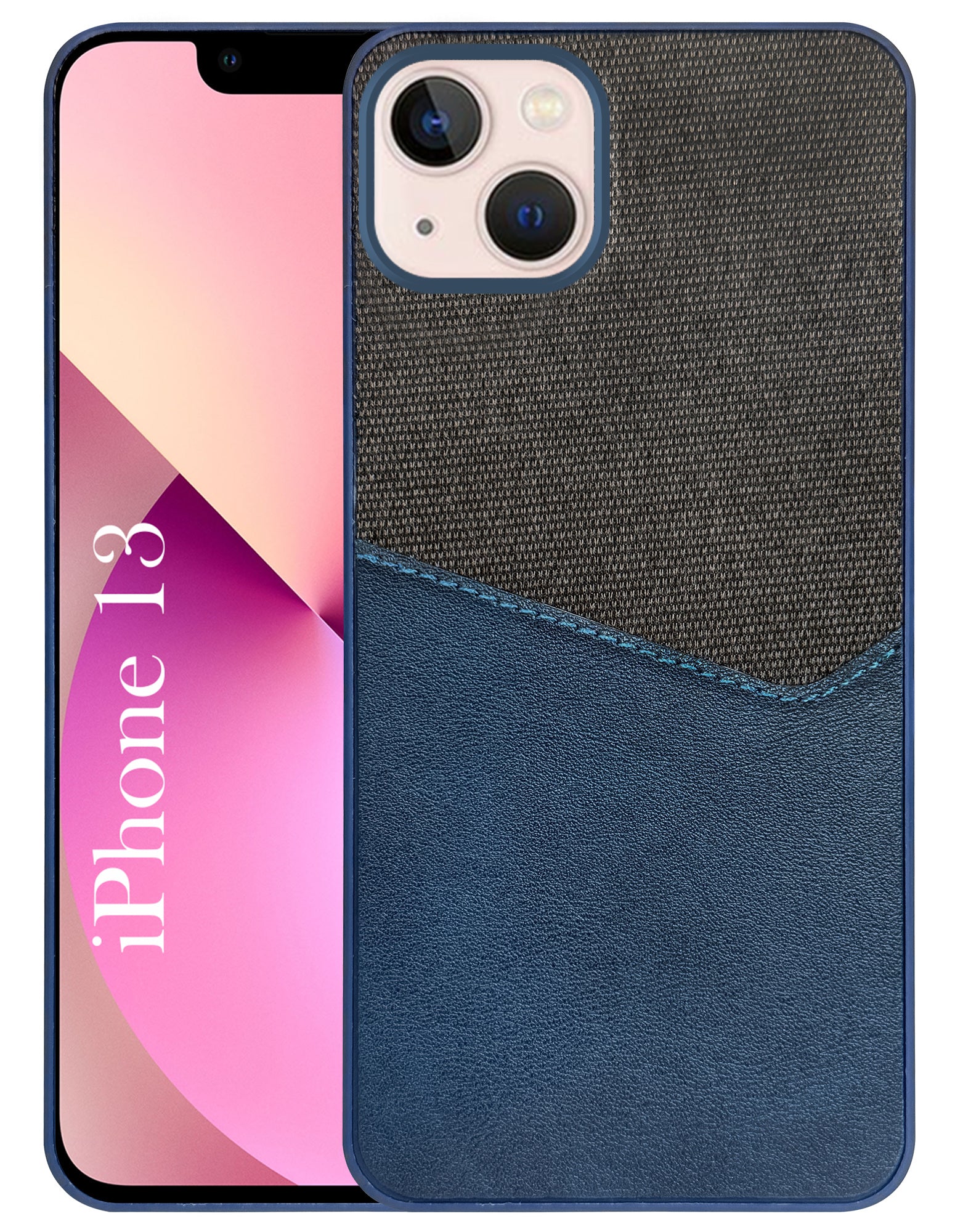 For Apple iPhone 13 Back Cover Case (Dual PU Leather Stitch | Professional Minimalist | Soft and Flexible)