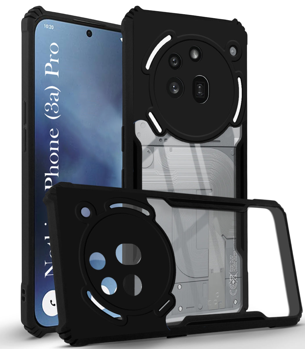 For Nothing Phone 3A Pro 5G Back Cover Case (Shockproof with Polycarbonate Clear Panel | Professional Black)