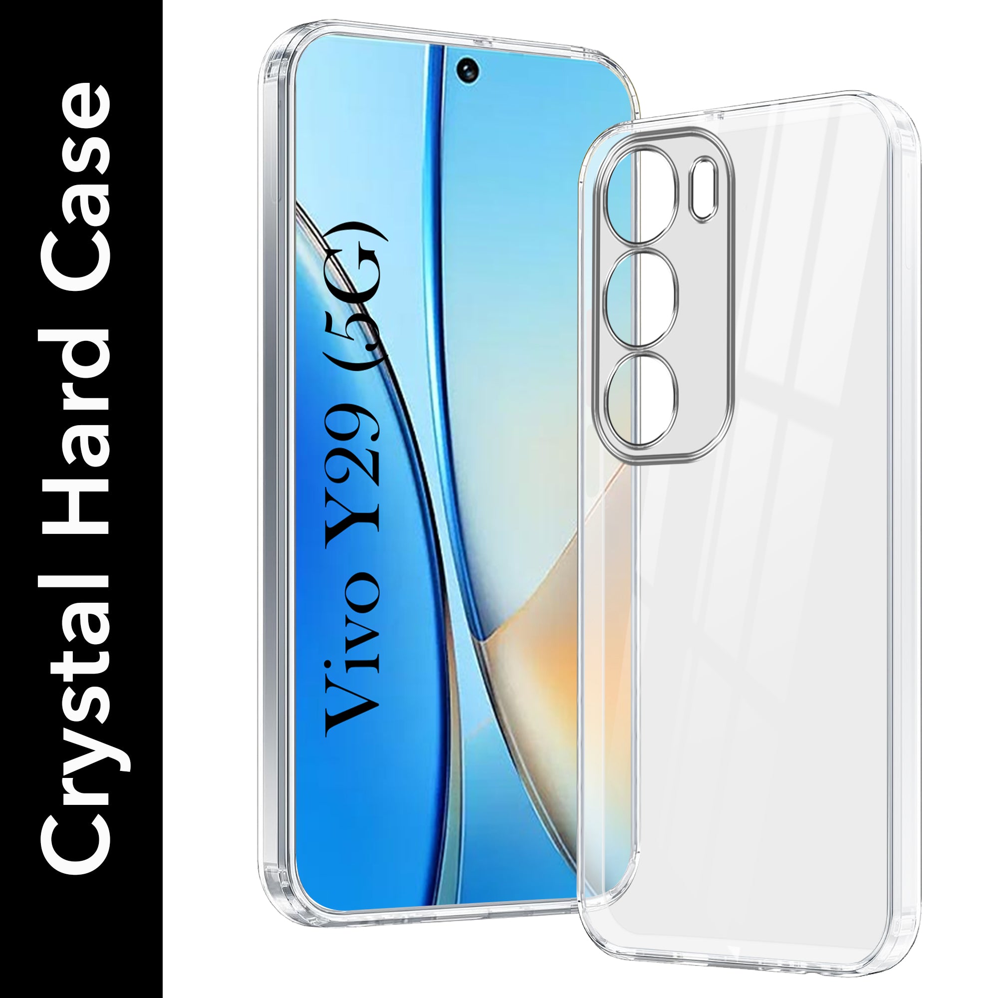 For Vivo Y29 Back Cover Case (Hybrid Crystal panel with Side Soft PU | Camera Protection | HD Clear Shockproof)