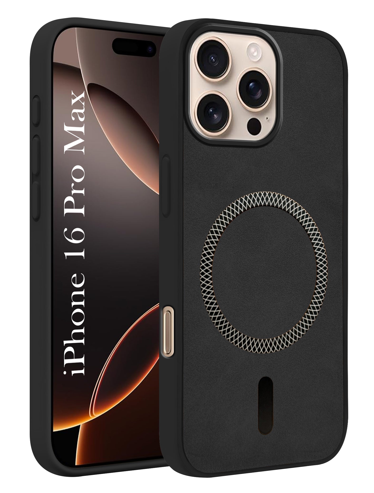 For Apple iPhone 16 Pro Max Back Cover Case (Sleek Leather Finish | MagSafe Compatible Wireless Charging | Camera Bump Protection)