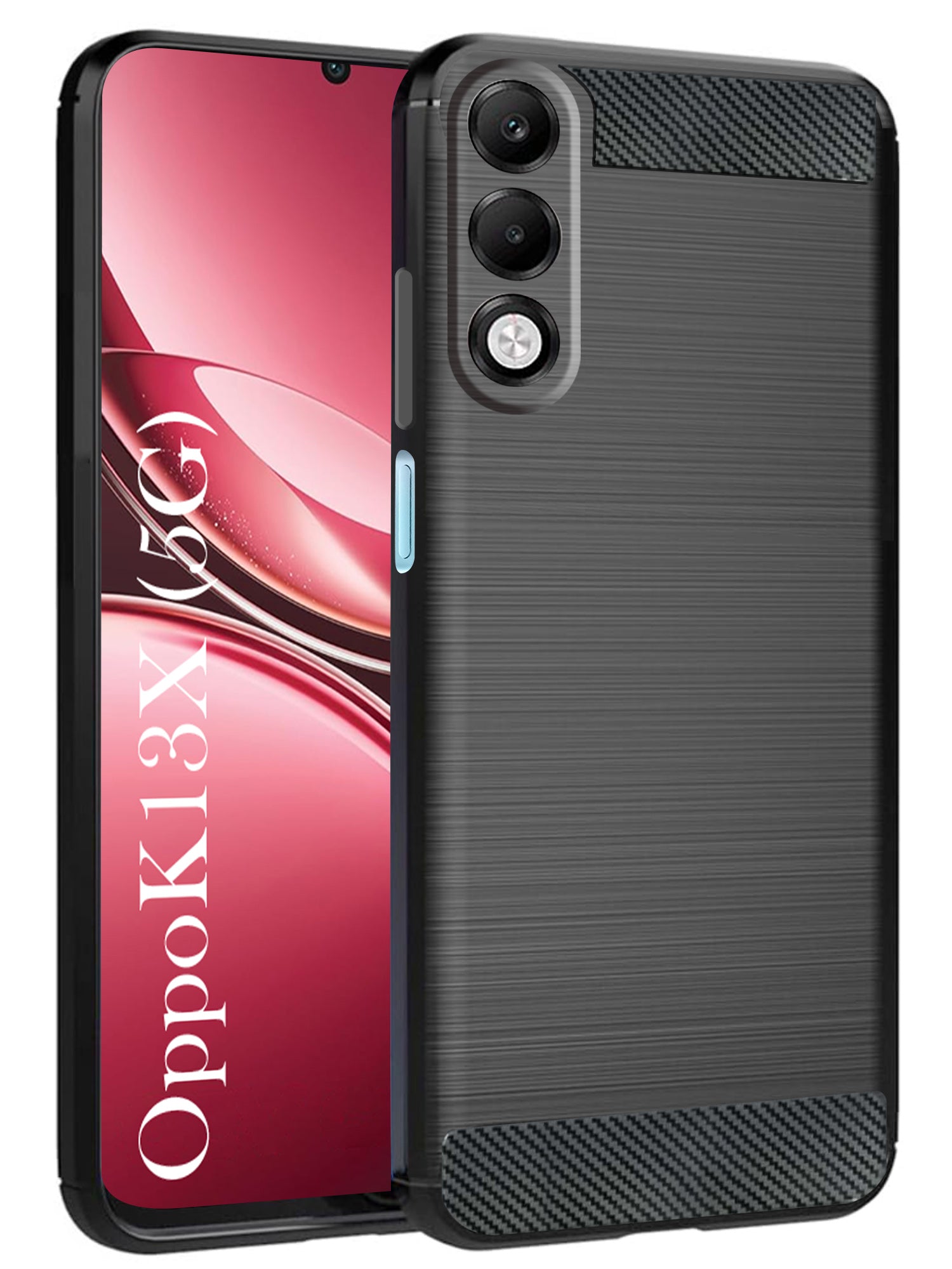 For Oppo K13X Back Cover Case ( Hybrid Armor Case | Carbon Fiber Shockproof | Soft and Flexible | Black )