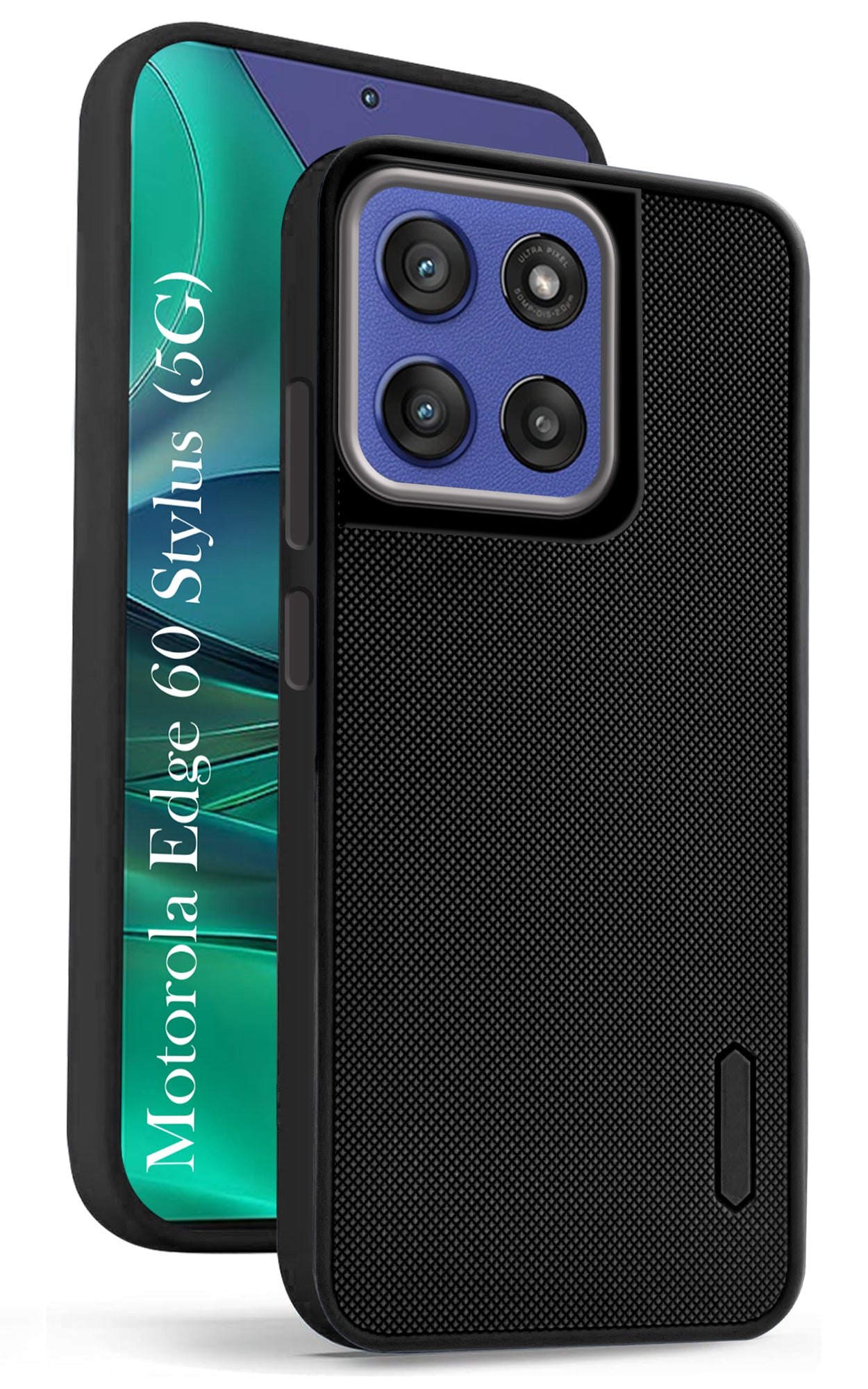 For Motorola Moto Edge 60 Stylus Back Cover Case (Textured Grip Design | Micro-Fiber Cloth Inside | Slim and Light Weight | Soft Touch and Feel | Black)