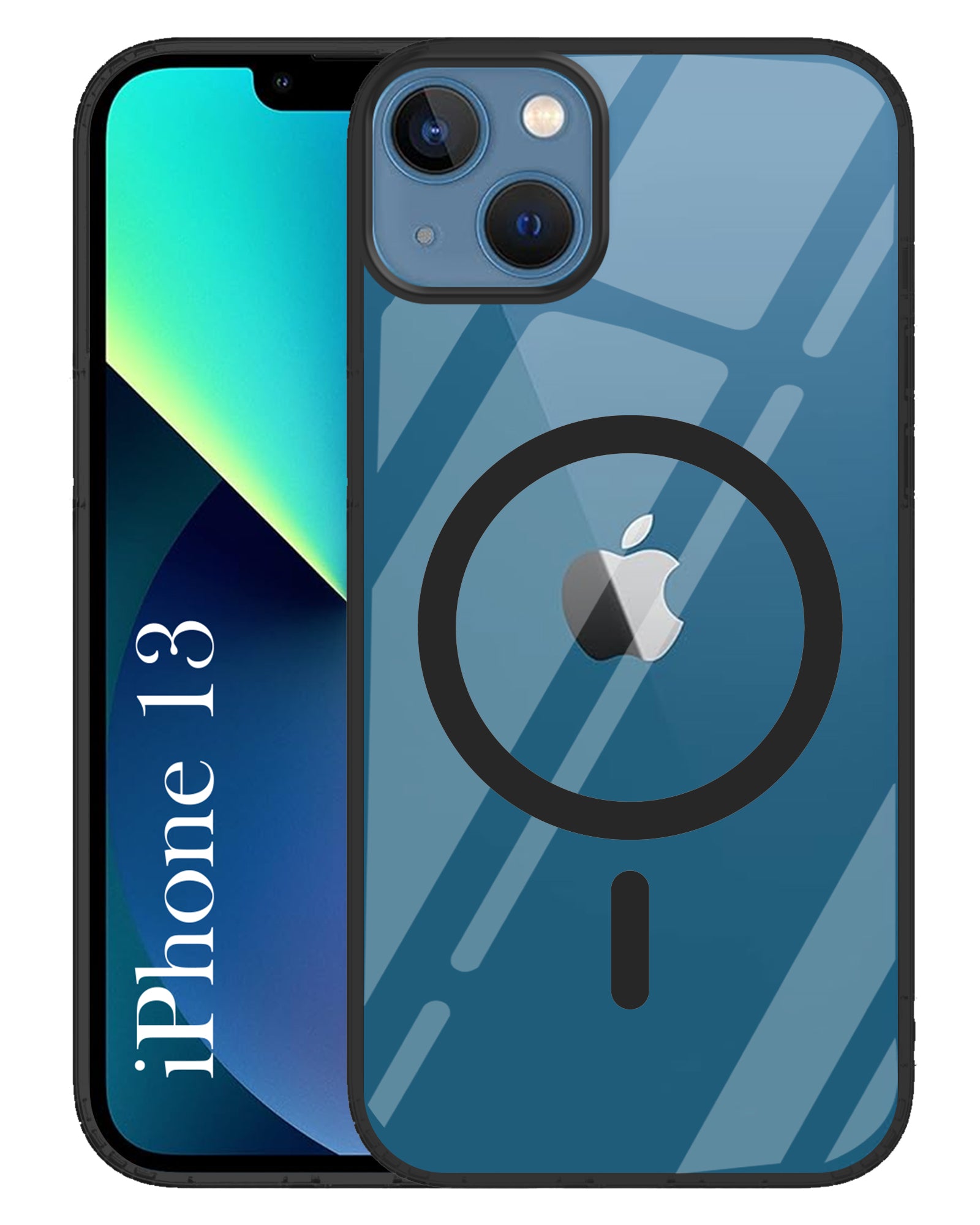 For Apple iPhone 13 Back Cover Case ( Black MagSafe Compatible Wireless Charging | Hybrid Camera Bump Protection | Shockproof Polycarbonate Material