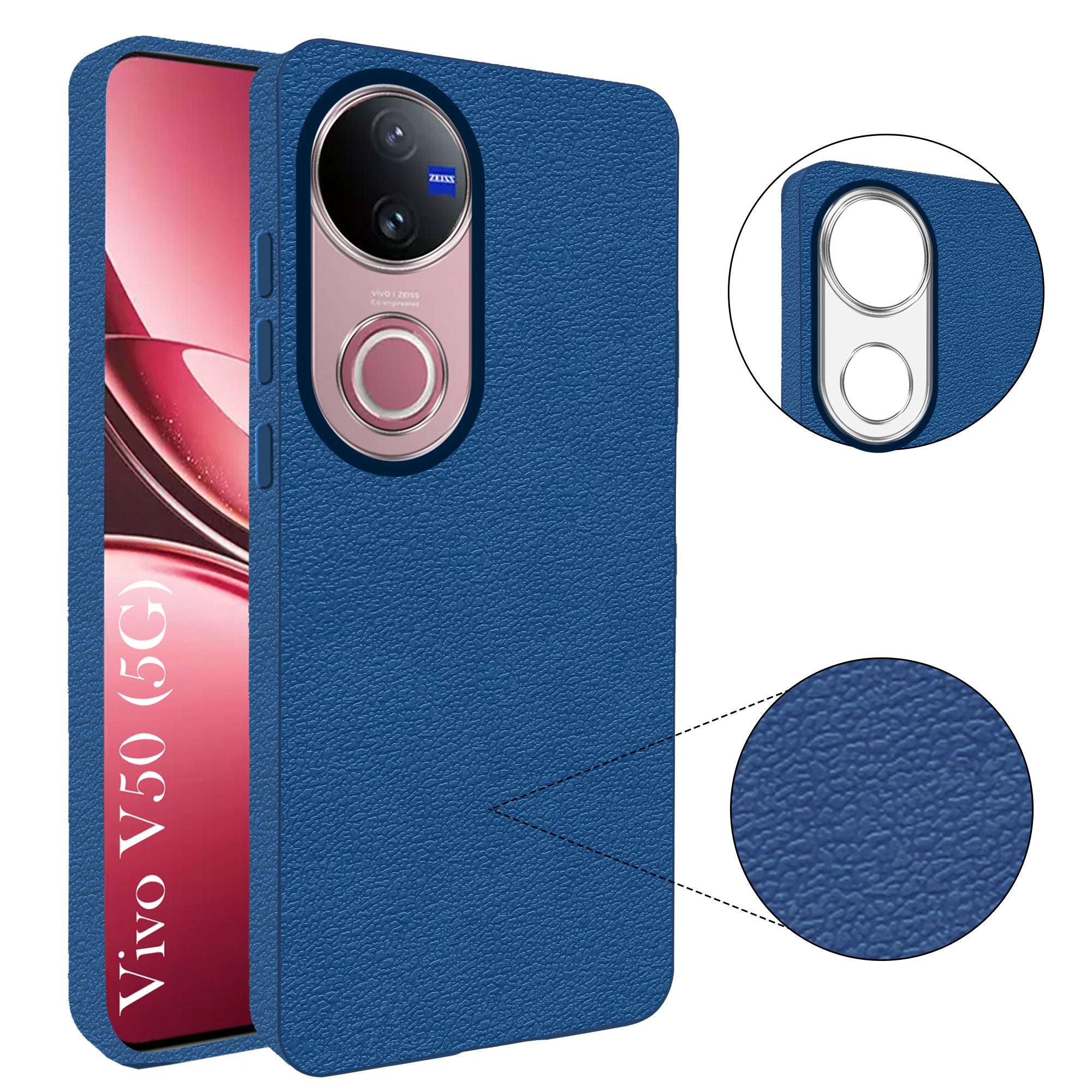 For Vivo V50 | Vivo V50e Back Cover Case (Glass Like Camera Protection | Leather Feel | Minimalist Professional Grip)