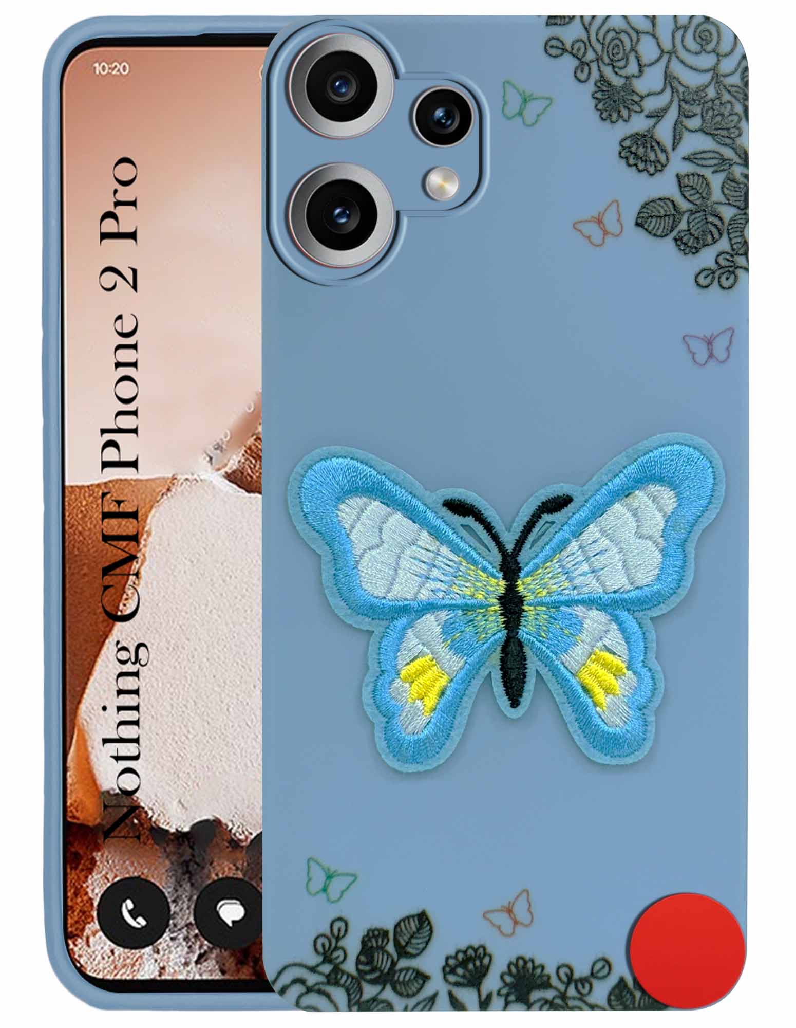For Nothing CMF Phone 2 Pro Back Cover Case (Soft Butterfly Embroidery | Women Teen Girls | Camera Protection| Matte Silicone)