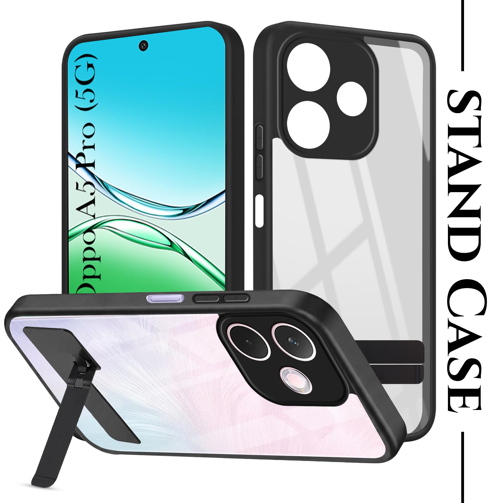 For Oppo A5 Pro Back Cover Case (Built-in Stand | Lifetime Anti Yellow | Kickstand Shockproof | Camera Protection | MagSafe Compatible)