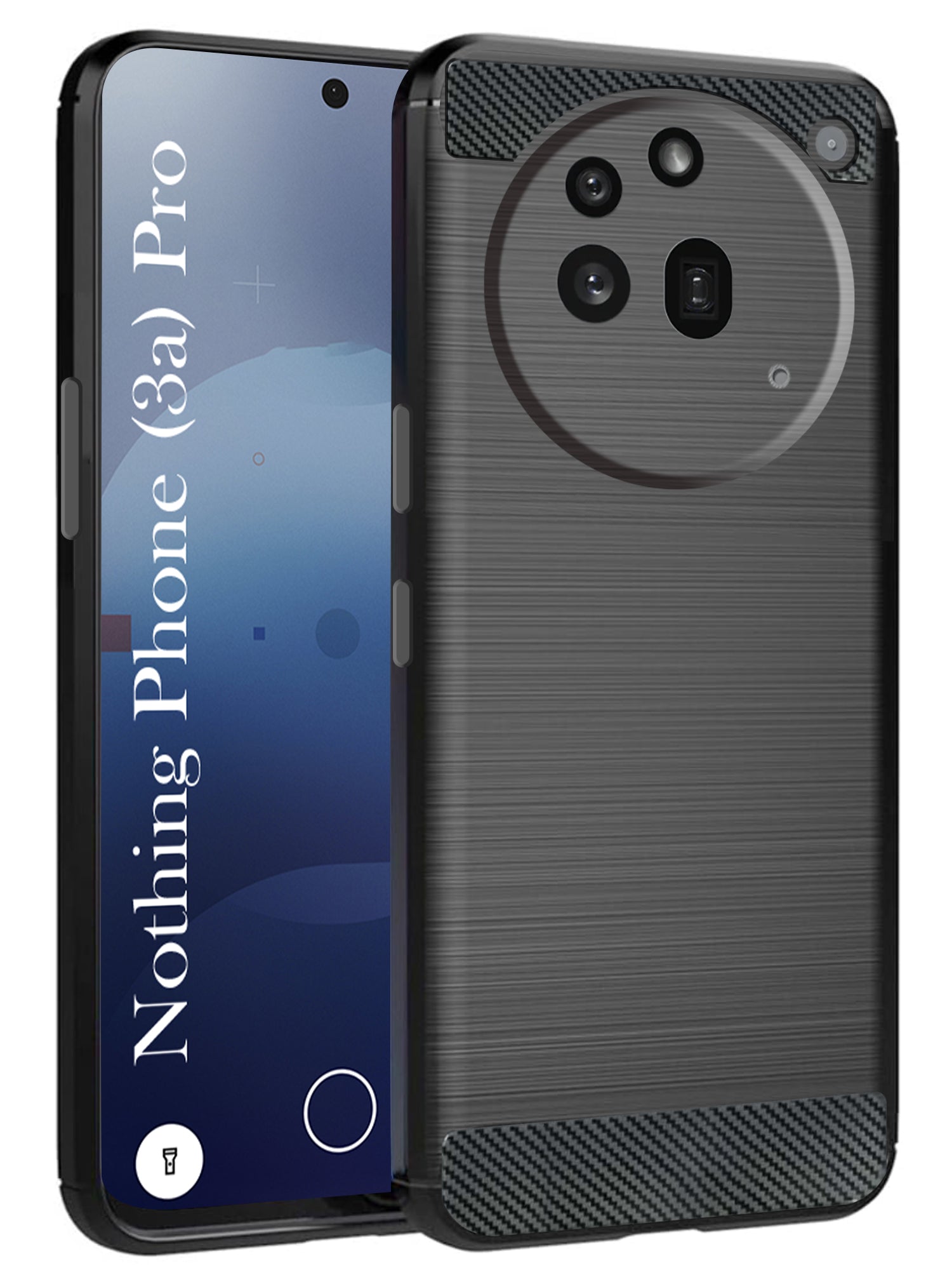 For Nothing Phone 3A Pro 5G Back Cover Case (Hybrid Armor Case | Carbon Fiber Shockproof | Soft and Flexible | Black )