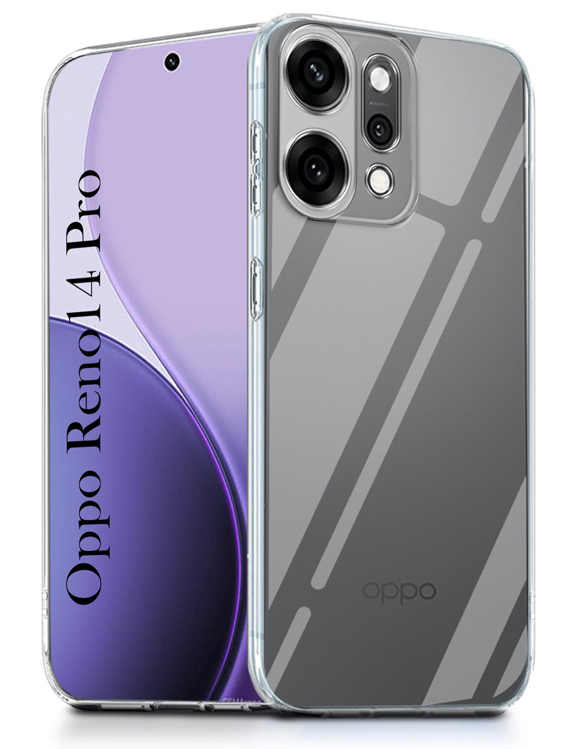 For Oppo Reno14 Pro 5G | Oppo Reno 14 Pro 5G Back Cover ( Silicone Clear Shockproof Case with Camera Protection and Dust Plugs | Transparent)