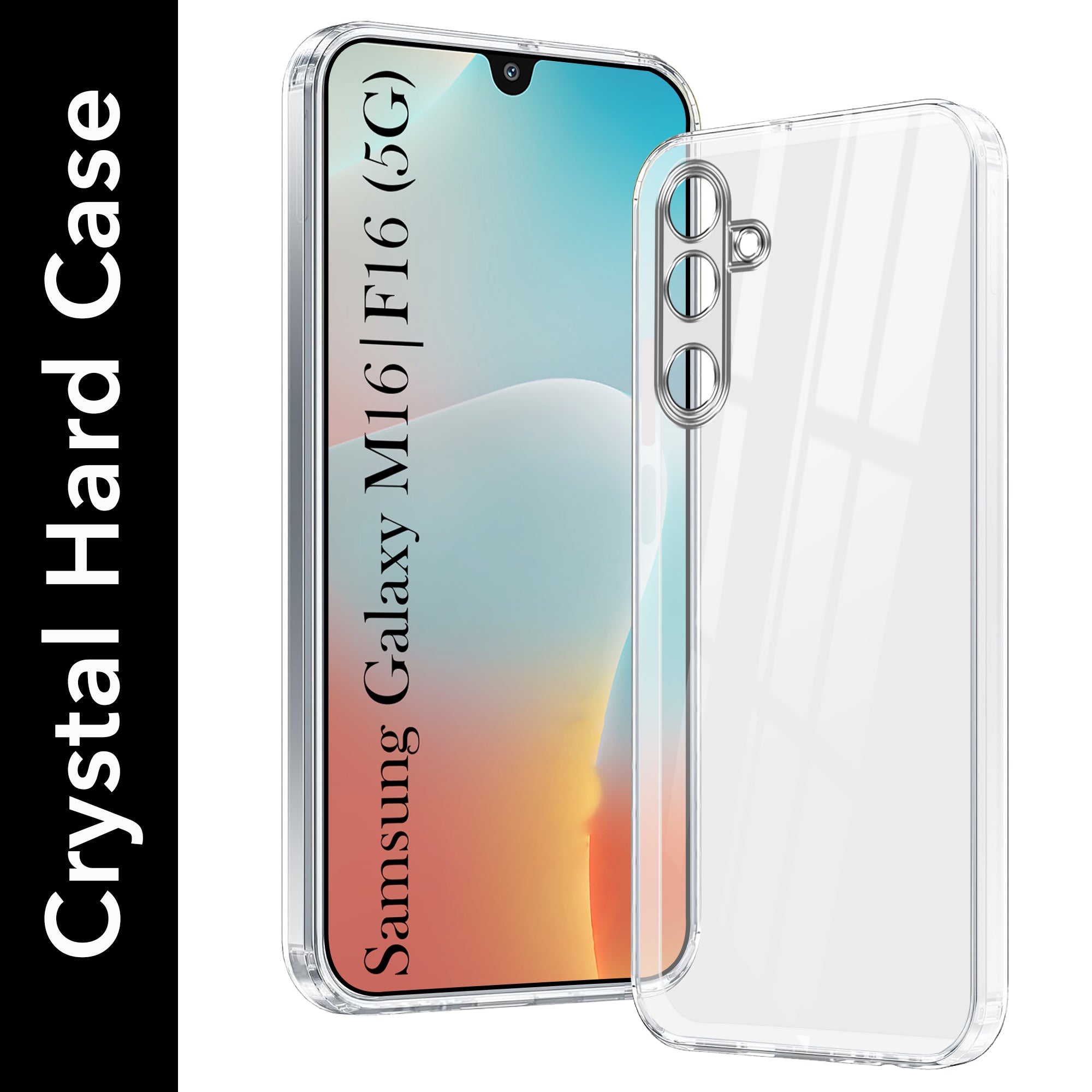 For Samsung Galaxy M16 5G | Samsung Galaxy F16 Back Cover Case (Hybrid Crystal panel with Side Soft PU | Camera Protection | HD Clear Shockproof)