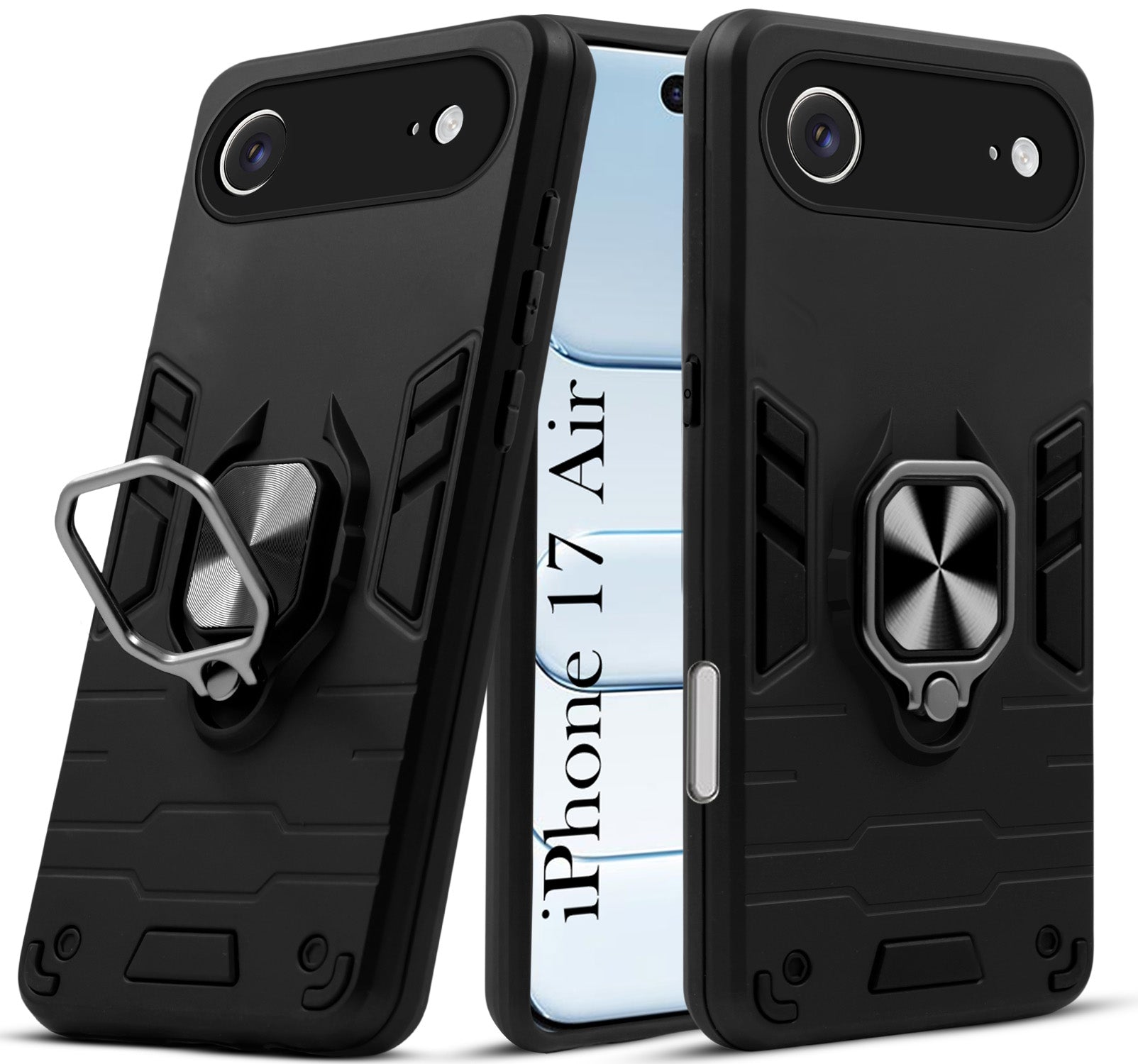 For Apple iPhone 17 Air Back Cover Case (Shockproof Dual Layer Polycarbonate |Ring Holder Kickstand)