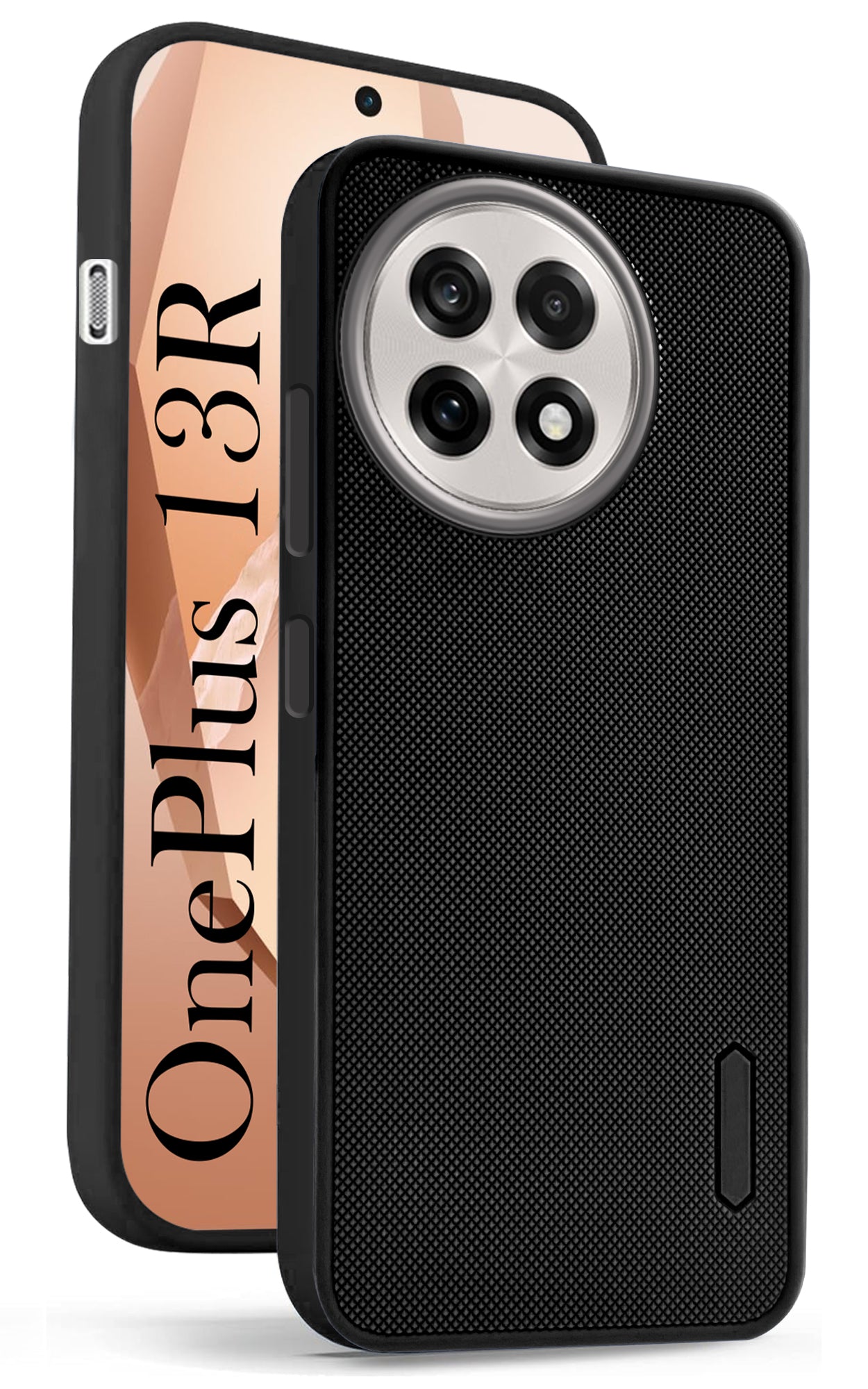 For OnePlus 13R 5G Back Cover Case (Textured Grip Design | Micro-Fiber Cloth Inside | Slim and Light Weight | Soft Touch and Feel | Black)