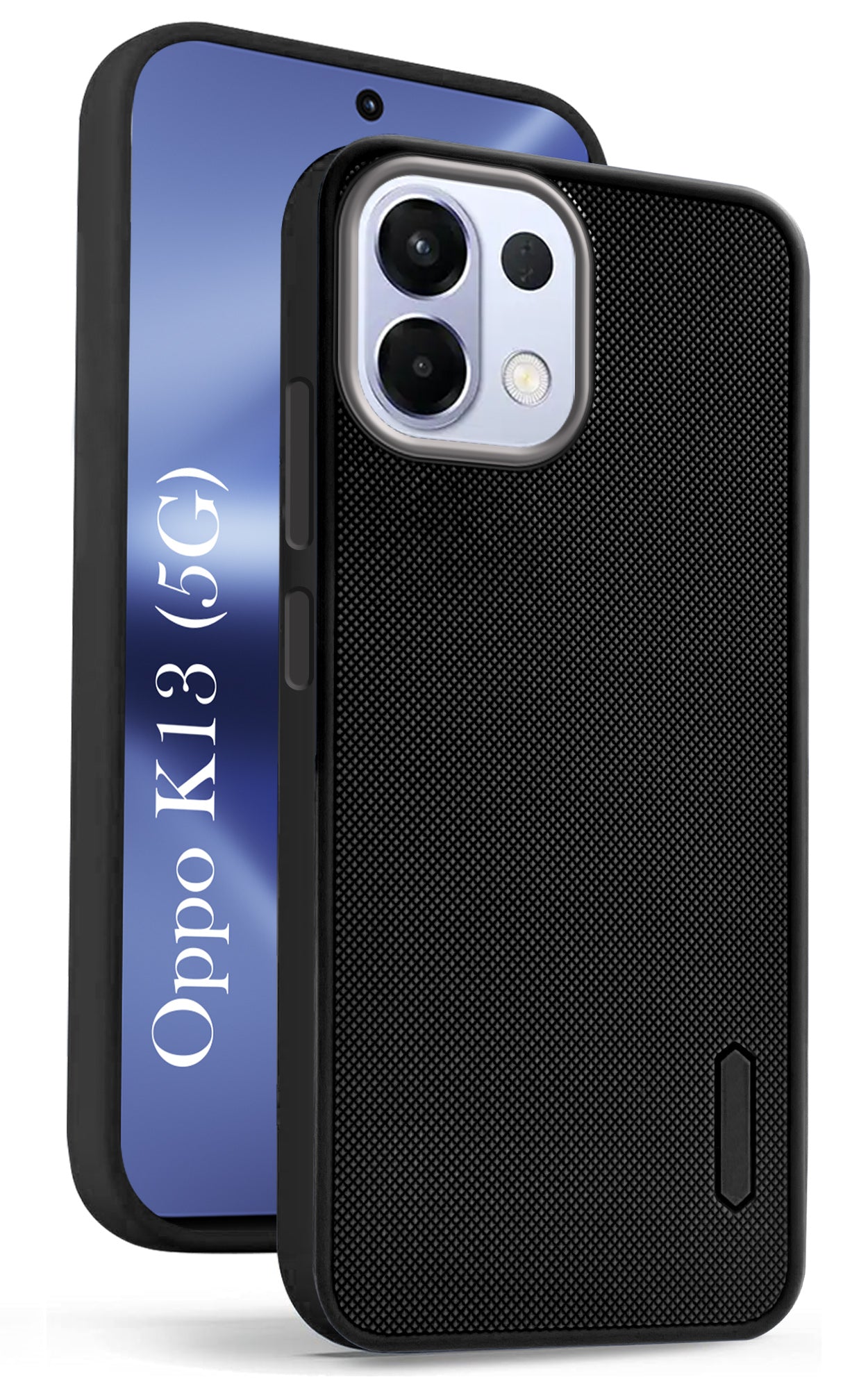 For Oppo K13 Back Cover Case (Textured Grip Design | Micro-Fiber Cloth Inside | Slim and Light Weight | Soft Touch and Feel | Black)