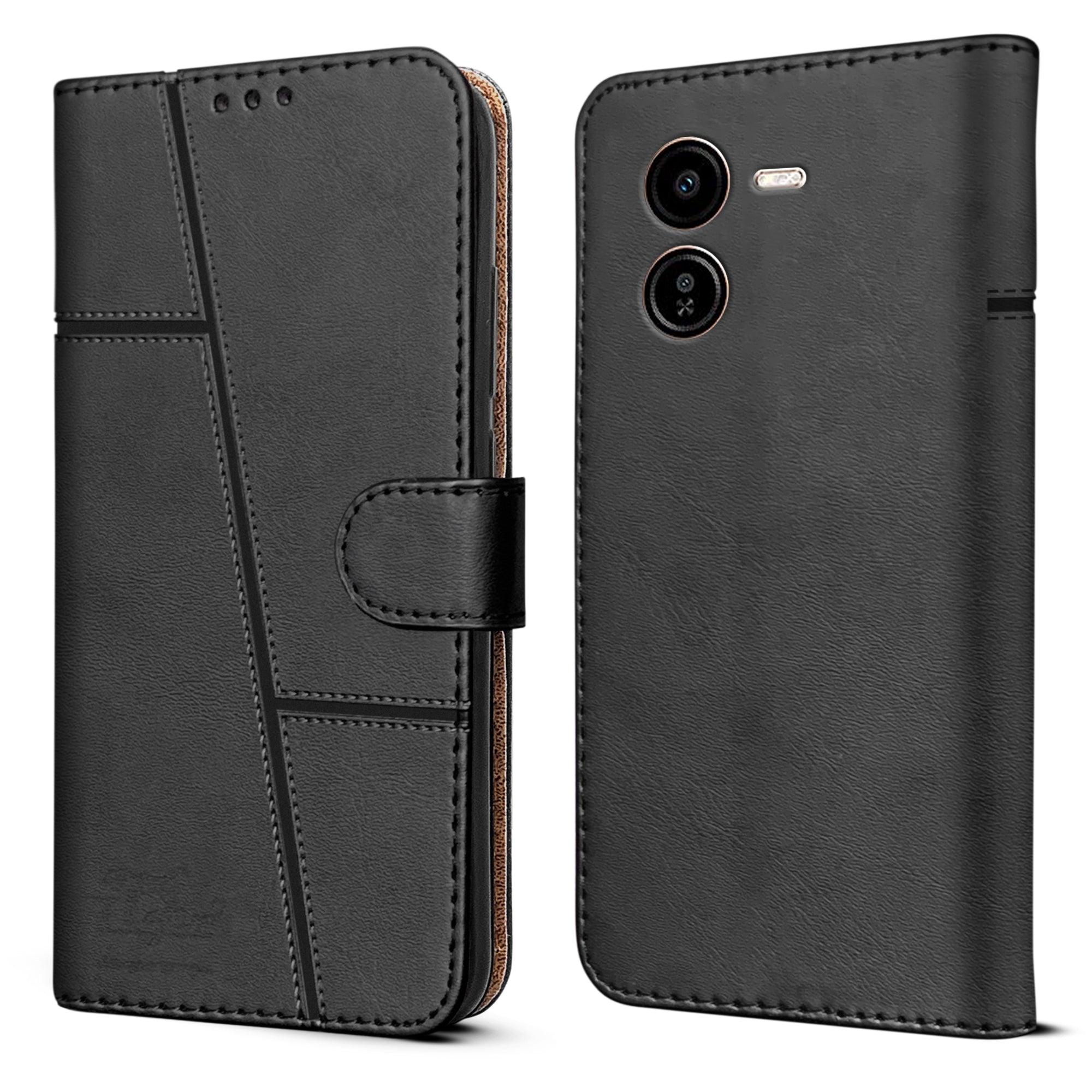For Vivo Y37 Pro Flip Cover Case ( Stitched Leather with Magnetic Closure)
