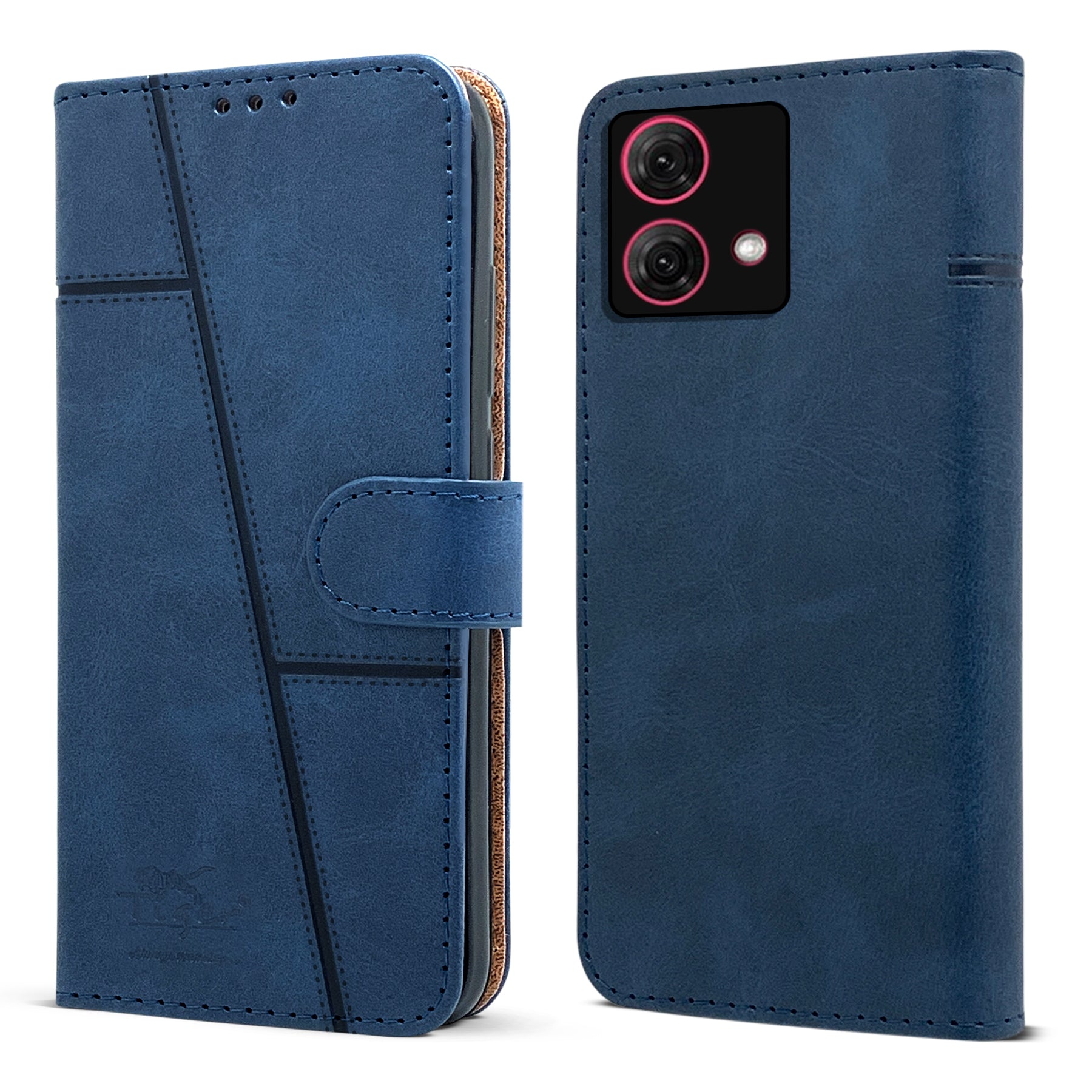 For Motorola Moto G84 Flip Cover Case (Stitched Leather with Magnetic Closure)