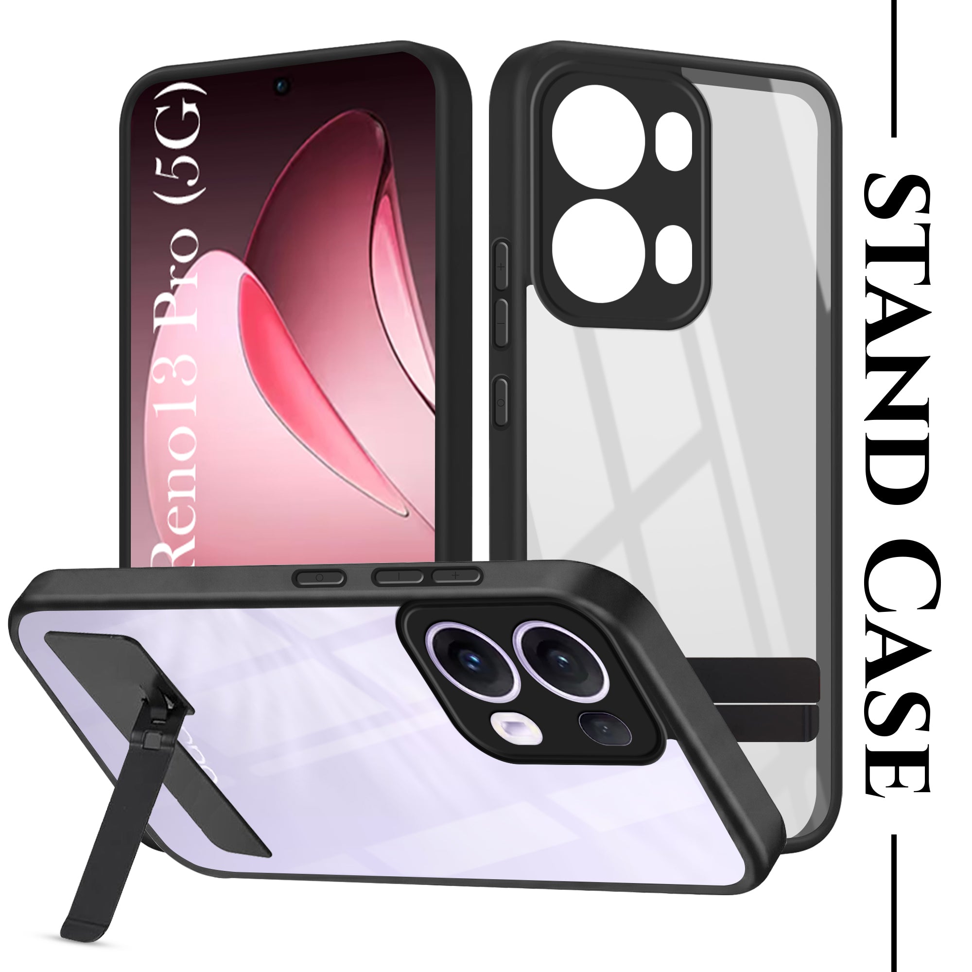 For Oppo Reno13 Pro 5G | Oppo Reno 13 Pro 5G Back Cover Case (Built-in Stand | Lifetime Anti Yellow | Kickstand Shockproof | Camera Protection | MagSafe Compatible)