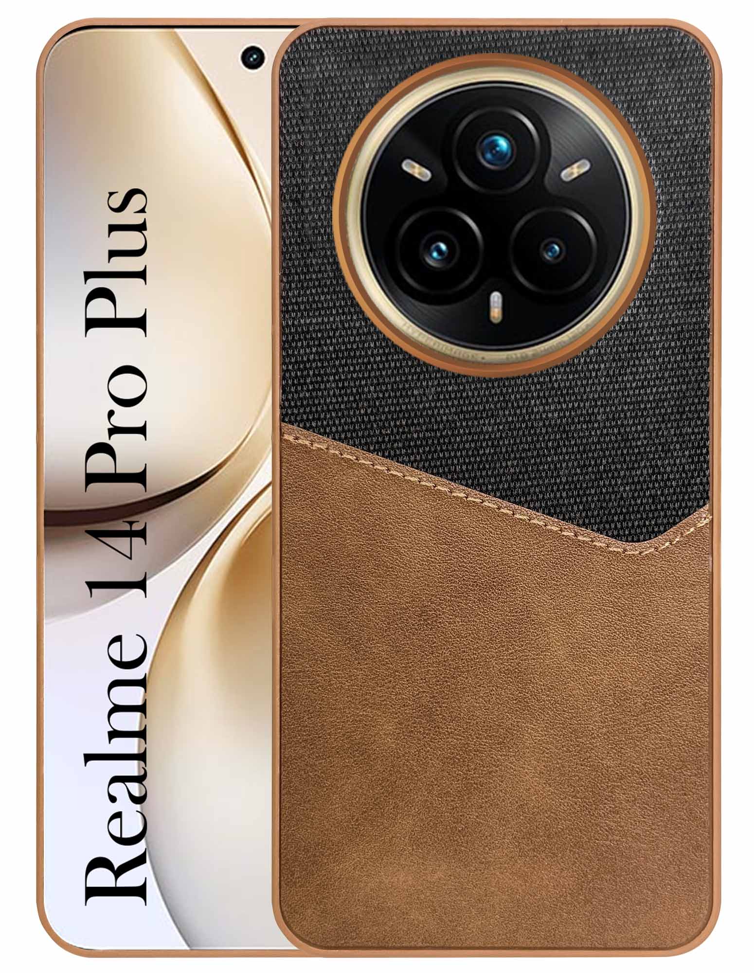 For Realme 14 Pro Plus Back Cover Case (Dual PU Leather Stitch | Professional Minimalist | Soft and Flexible)