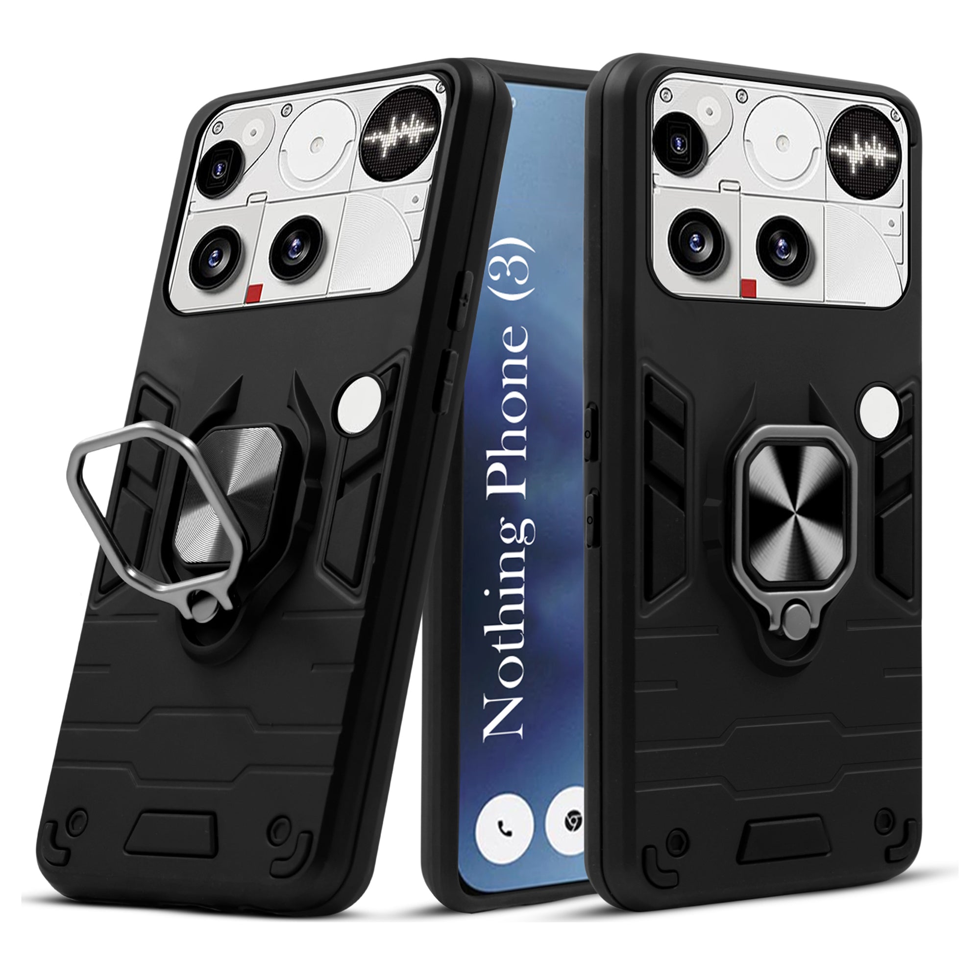 For Nothing Phone 3 Back Cover Case Hybrid Armor (Shockproof Dual Layer Polycarbonate |Ring Holder Kickstand)