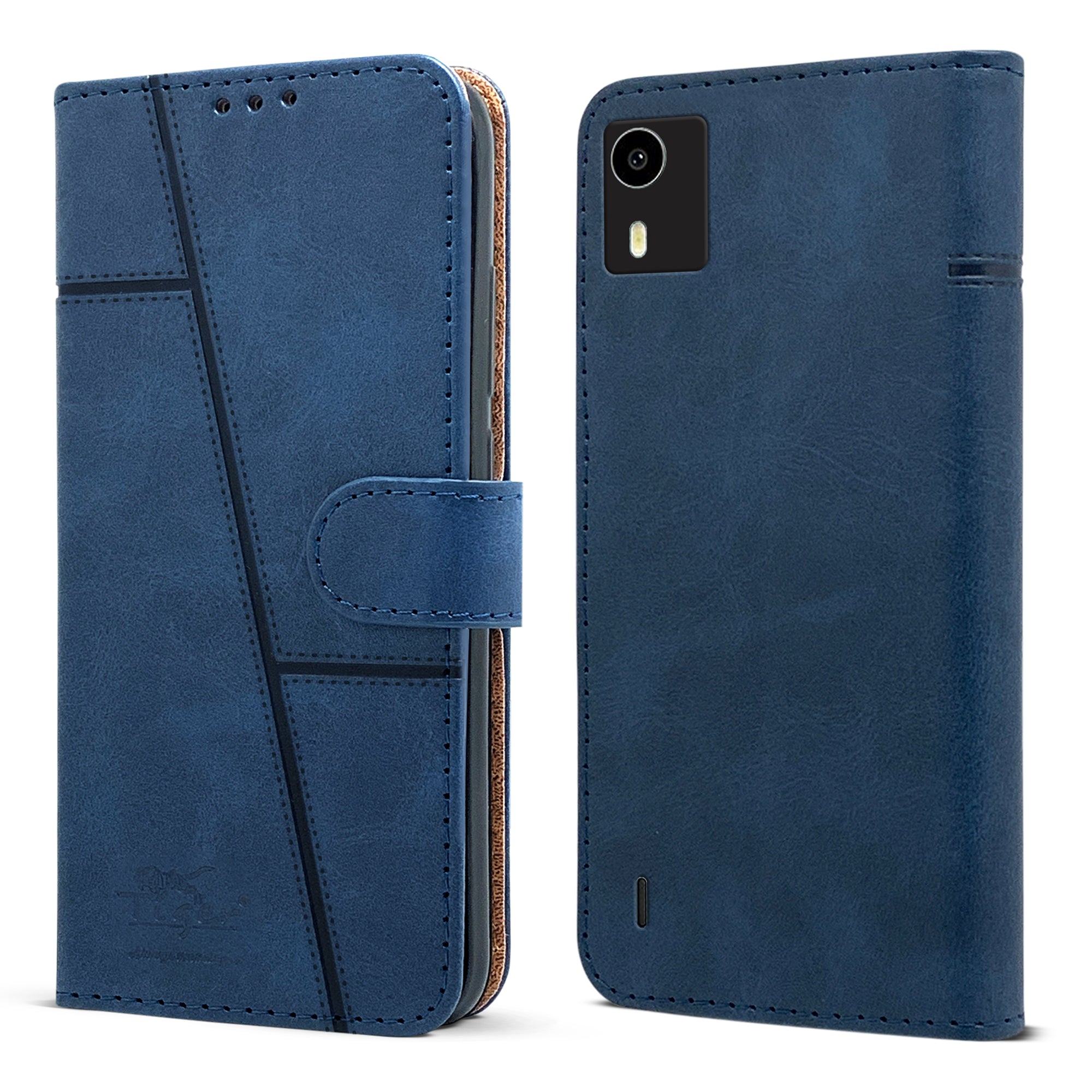For Nokia C12 Flip Cover Case ( Stitched Leather with Magnetic Closure)
