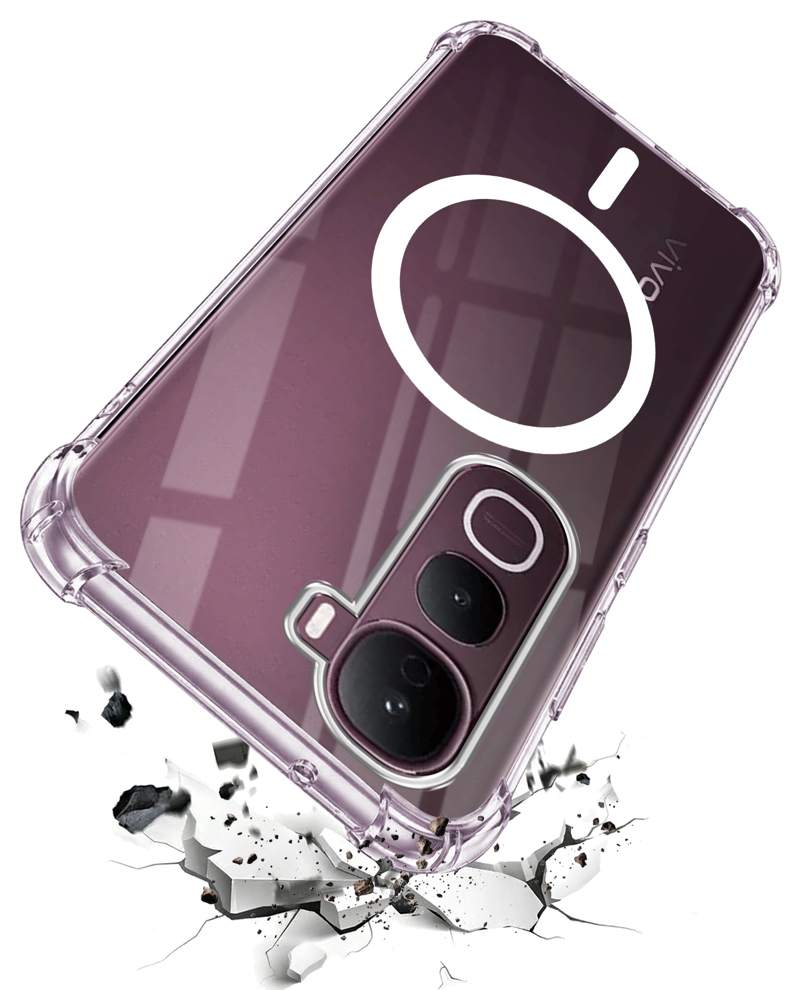 For Vivo Y400 Pro Back Cover Shockproof Crystal-Clear (Magsafe Wireless Support | Drop & Camera Protection | Hard Polycarbonate)