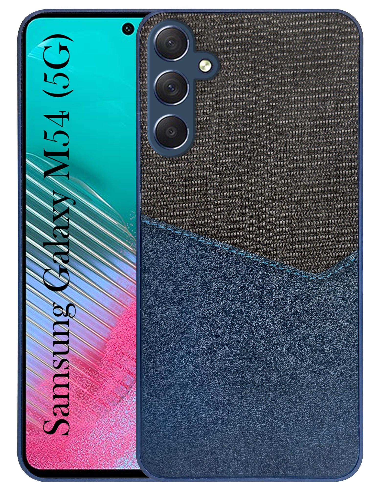 For Samsung Galaxy M54 5G Back Cover Case (Dual PU Leather Stitch | Professional Minimalist | Soft and Flexible)