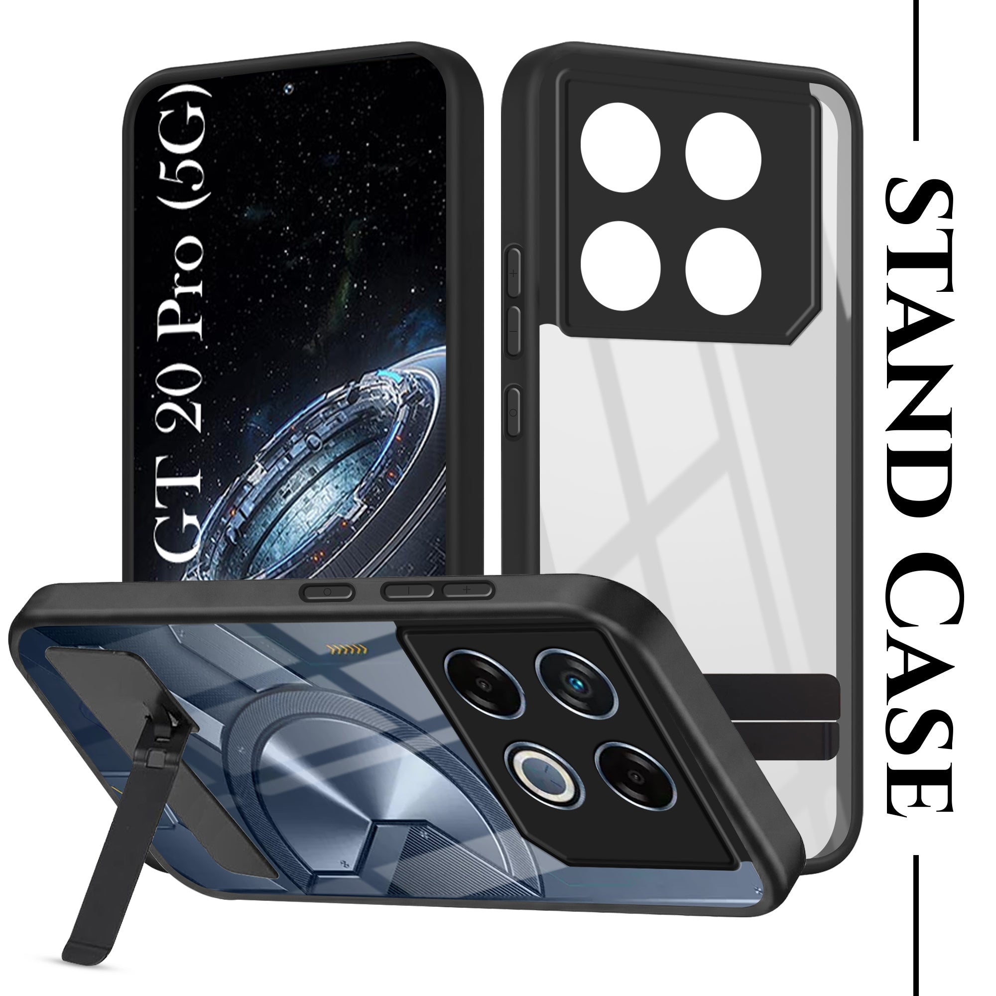 For Infinix GT 20 Pro 5G Back Cover Case (Built-in Stand | Lifetime Anti Yellow | Kickstand Shockproof | Camera Protection | MagSafe Compatible)