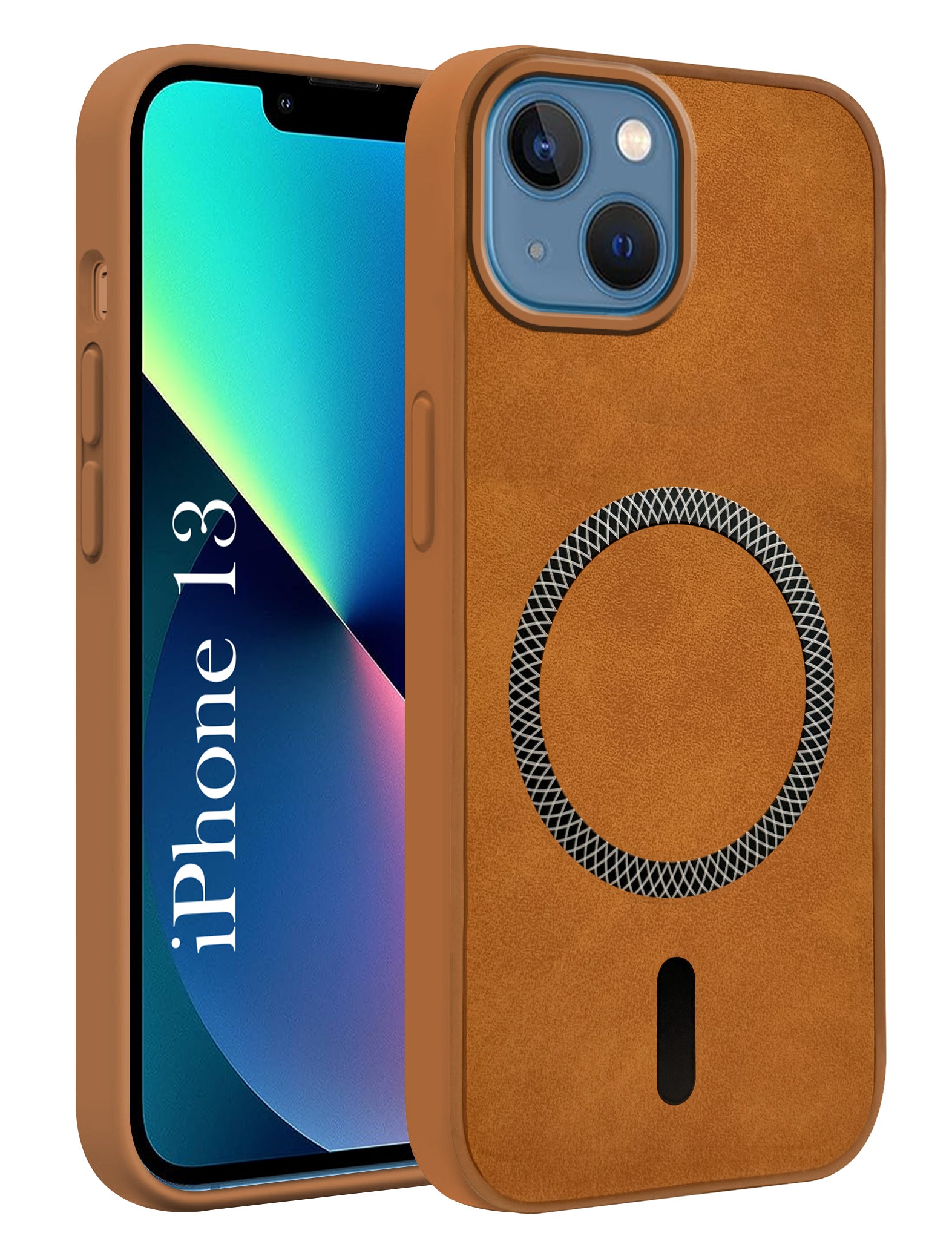 For Apple iPhone 13 Back Cover Case (Sleek Leather Finish | MagSafe Compatible Wireless Charging | Camera Bump Protection)