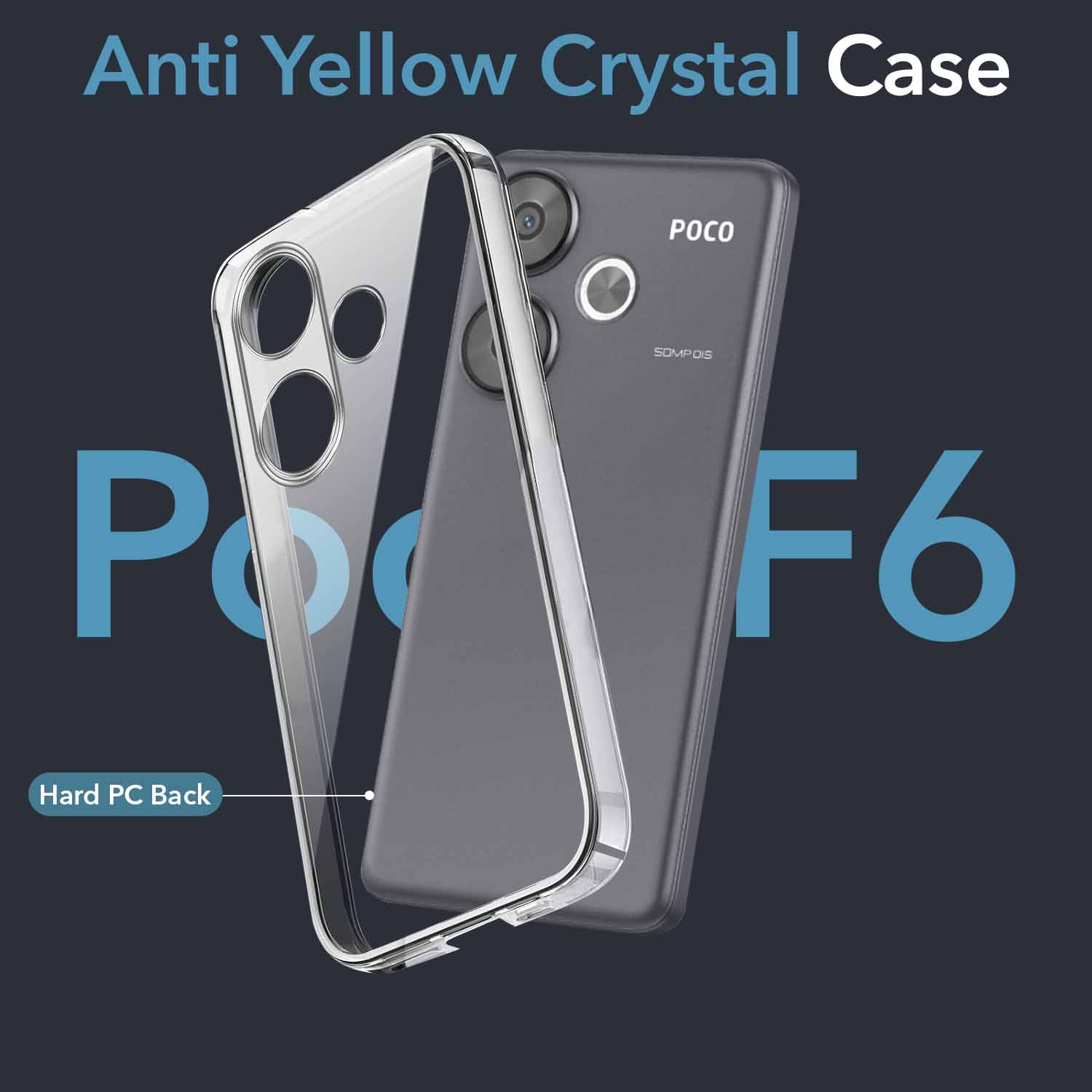 For Xiaomi Poco F6 5G Back Cover Case (Hard Anti Yellow Clear Case | Sleek Hard Crystal Clear | Drop & Camera Protection | Shockproof Polycarbonate)