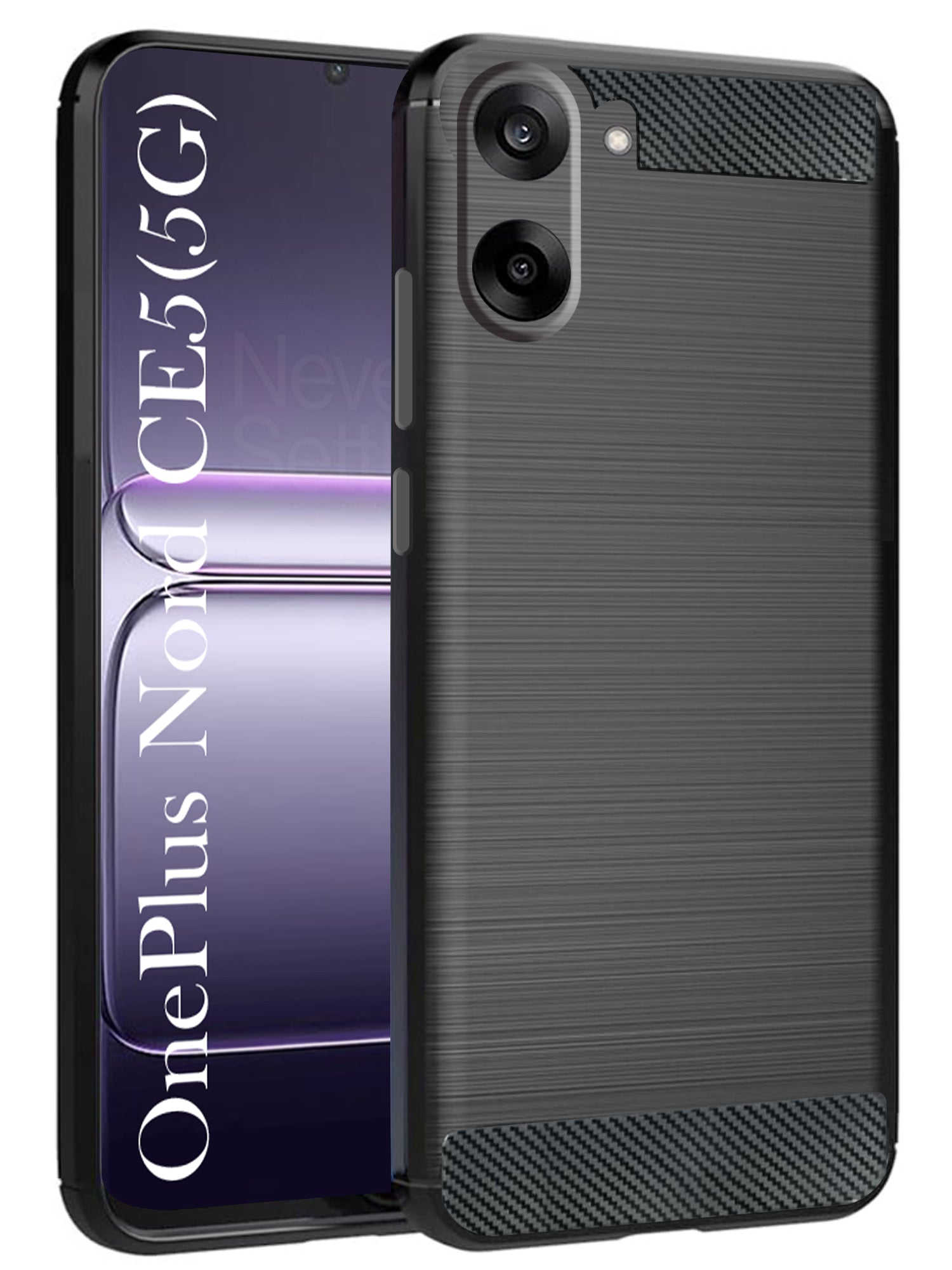 For Oneplus Nord CE 5 Back Cover Case ( Hybrid Armor Case | Carbon Fiber Shockproof | Soft and Flexible | Black )