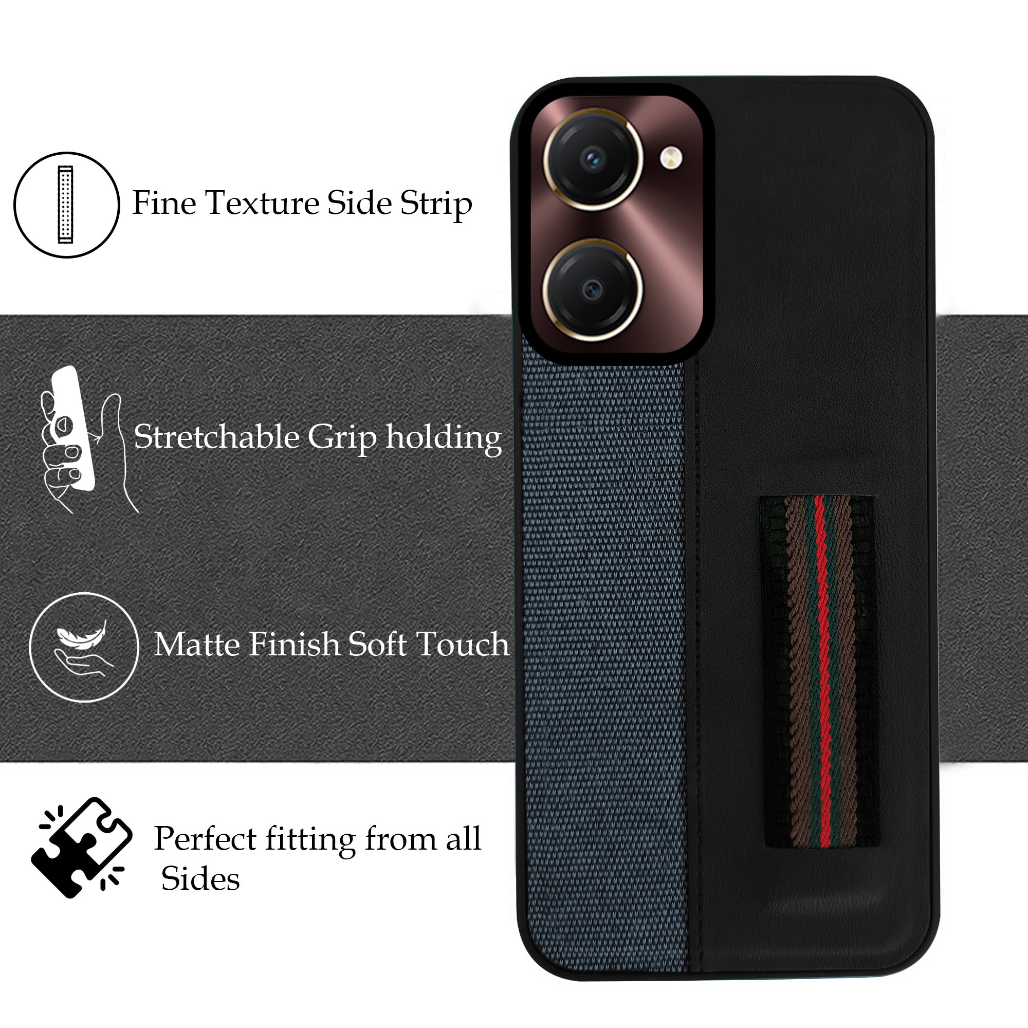 For Vivo iQOO Z9 Lite 5G Back Cover Case (Professional PU Leather | Strip Chain Holder Socket)