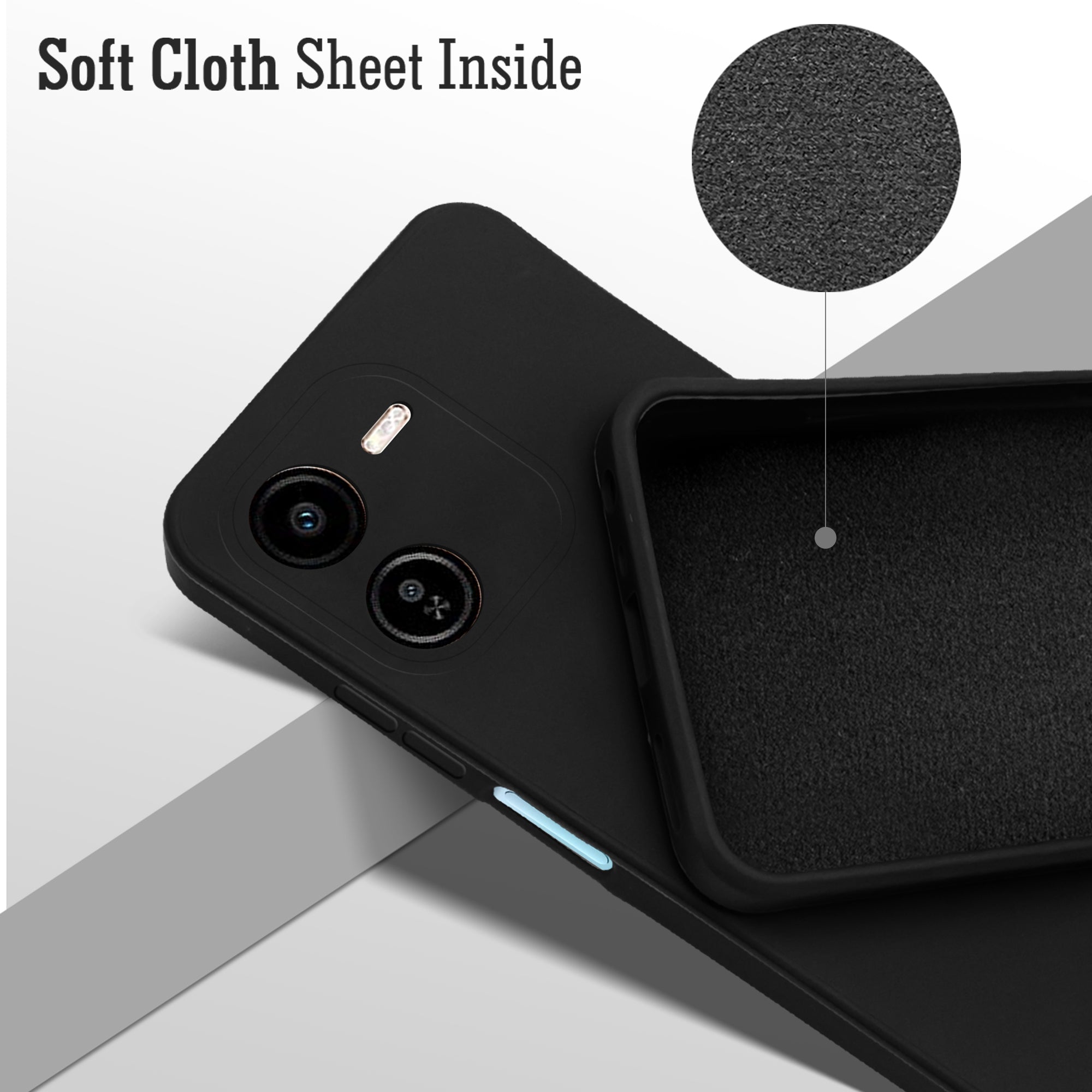 For Vivo Y37 Pro Back Cover Case ( Matte Finish Silicone with Inside Fiber cloth)