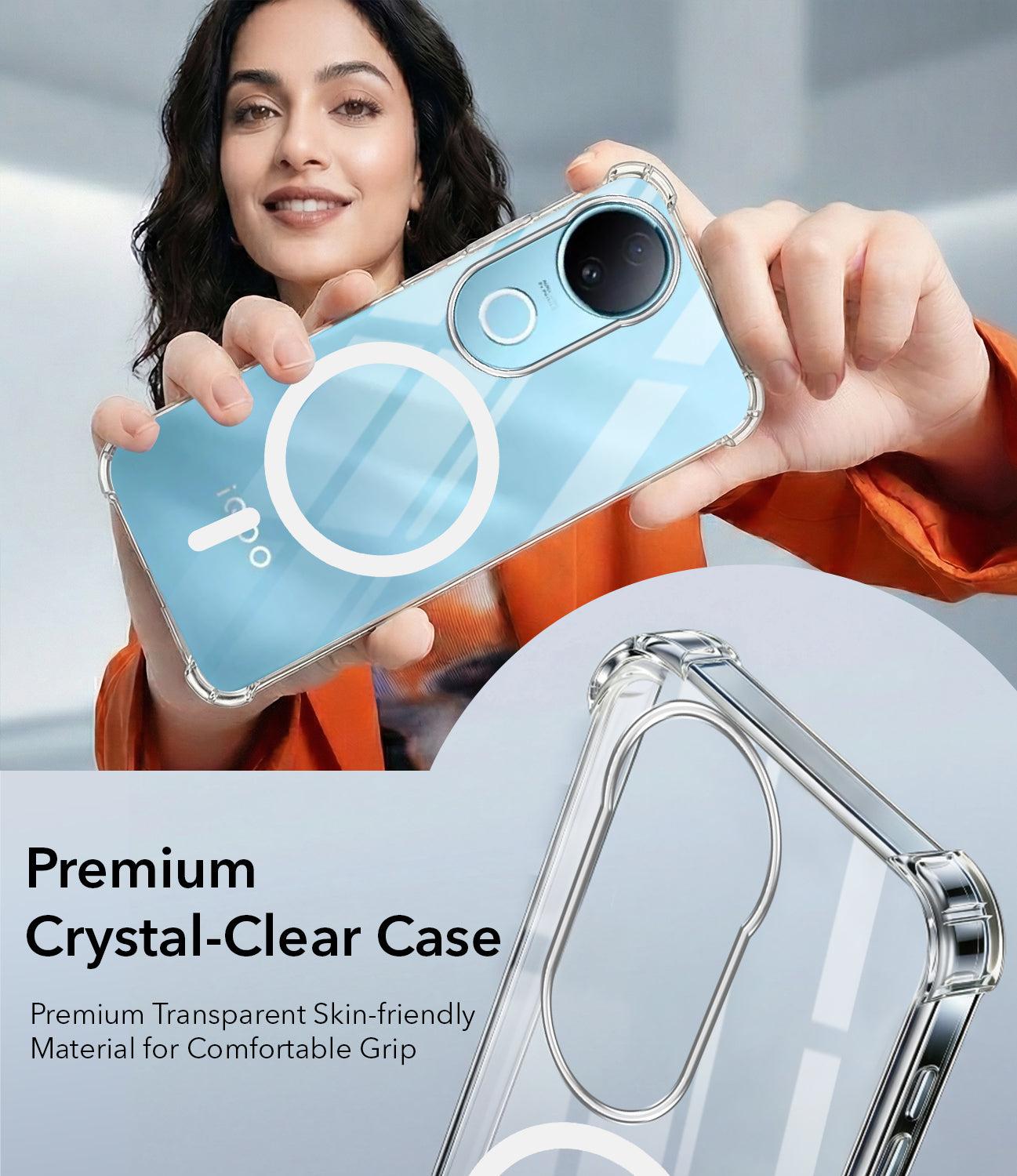 For Vivo iQOO Z10R Back Cover Shockproof Crystal-Clear (Magsafe Wireless Support | Drop & Camera Protection | Hard Polycarbonate)