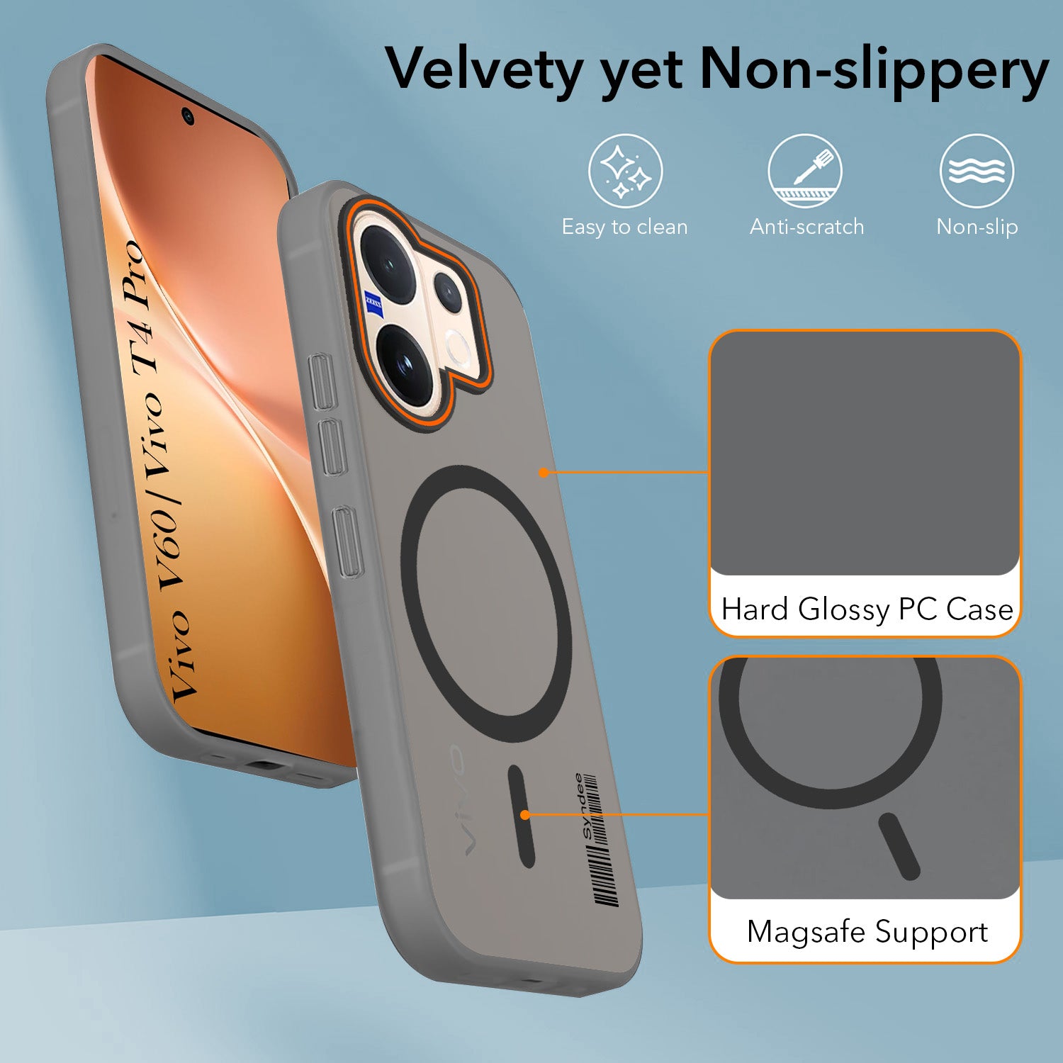 For Vivo V60 | Vivo T4 Pro Back Cover Case (Soft Touch | Camera Bump Protection | MagSafe Compatible | Matte Finish)