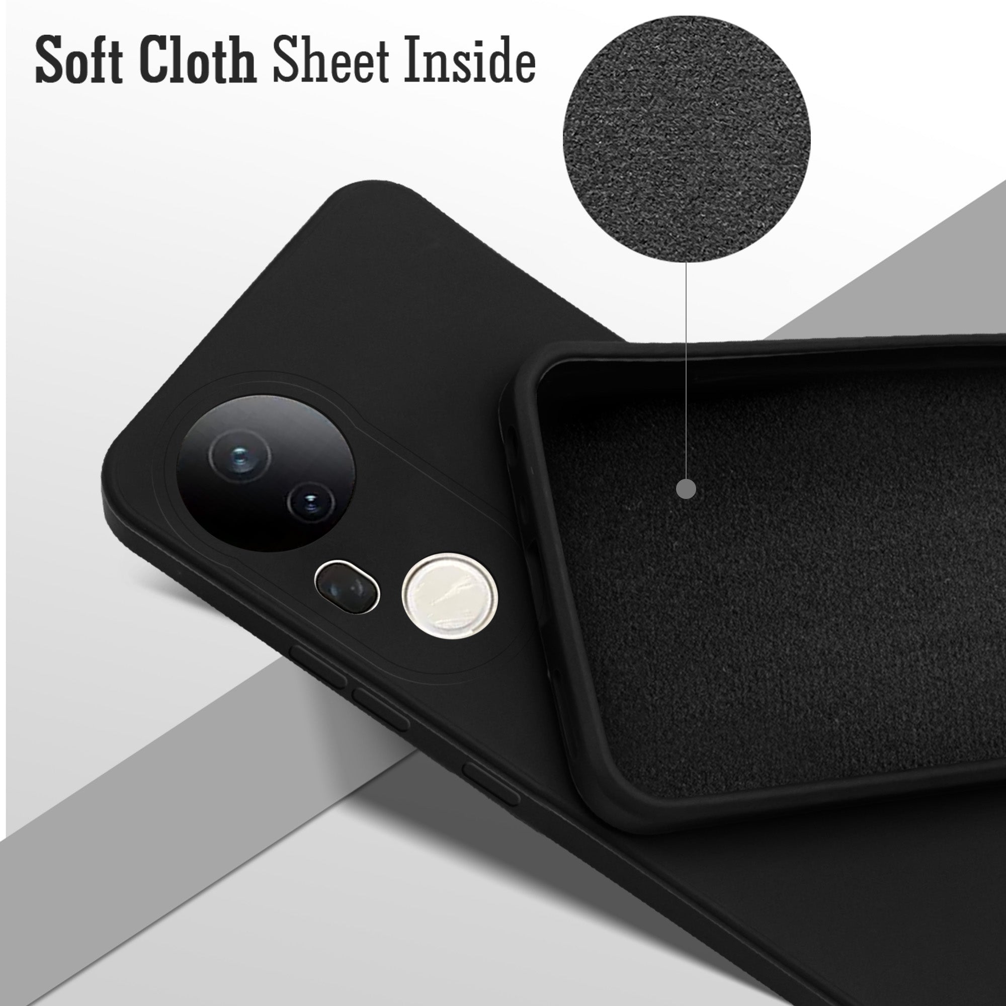 For Vivo T4 Ultra Back Cover Case (Matte Finish Silicone with Inside Fiber Cloth)