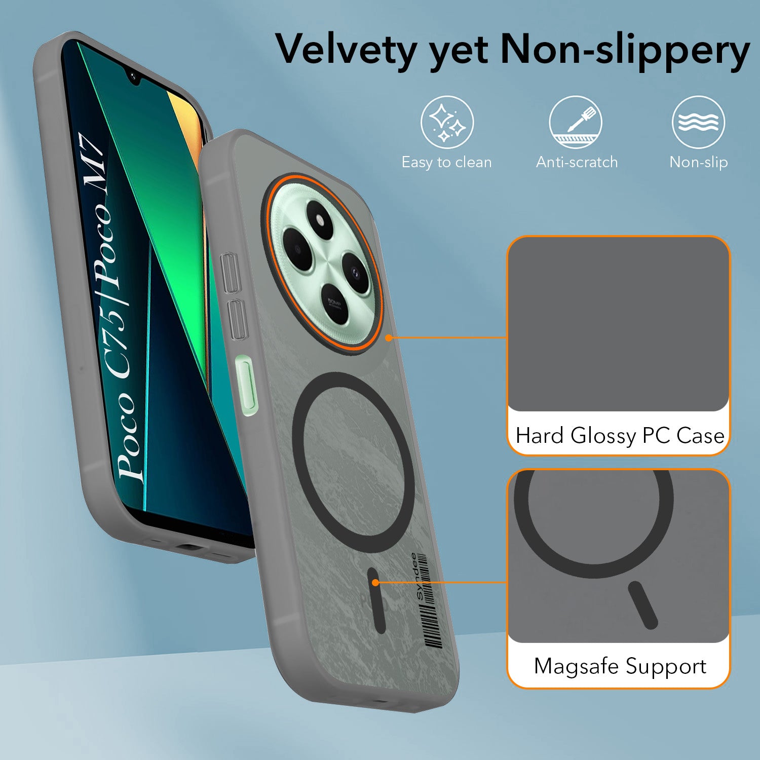 For Poco C75 | Poco M7 Back Cover Case (Soft Touch | Camera Bump Protection | MagSafe Compatible | Matte Finish)