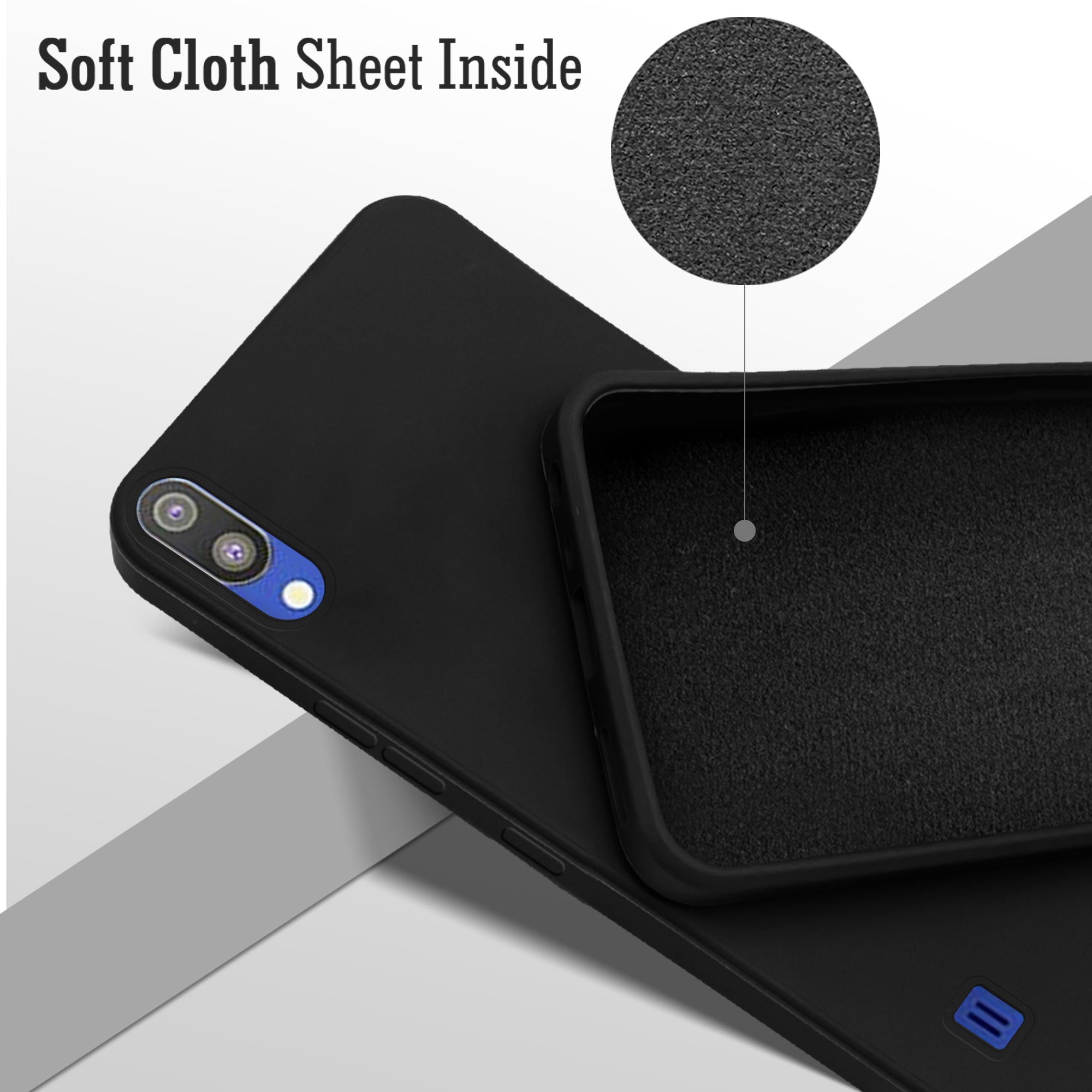 Back Cover Case For Samsung Galaxy M10 Back Cover Case ( Matte Finish Silicone with Inside Fiber cloth)