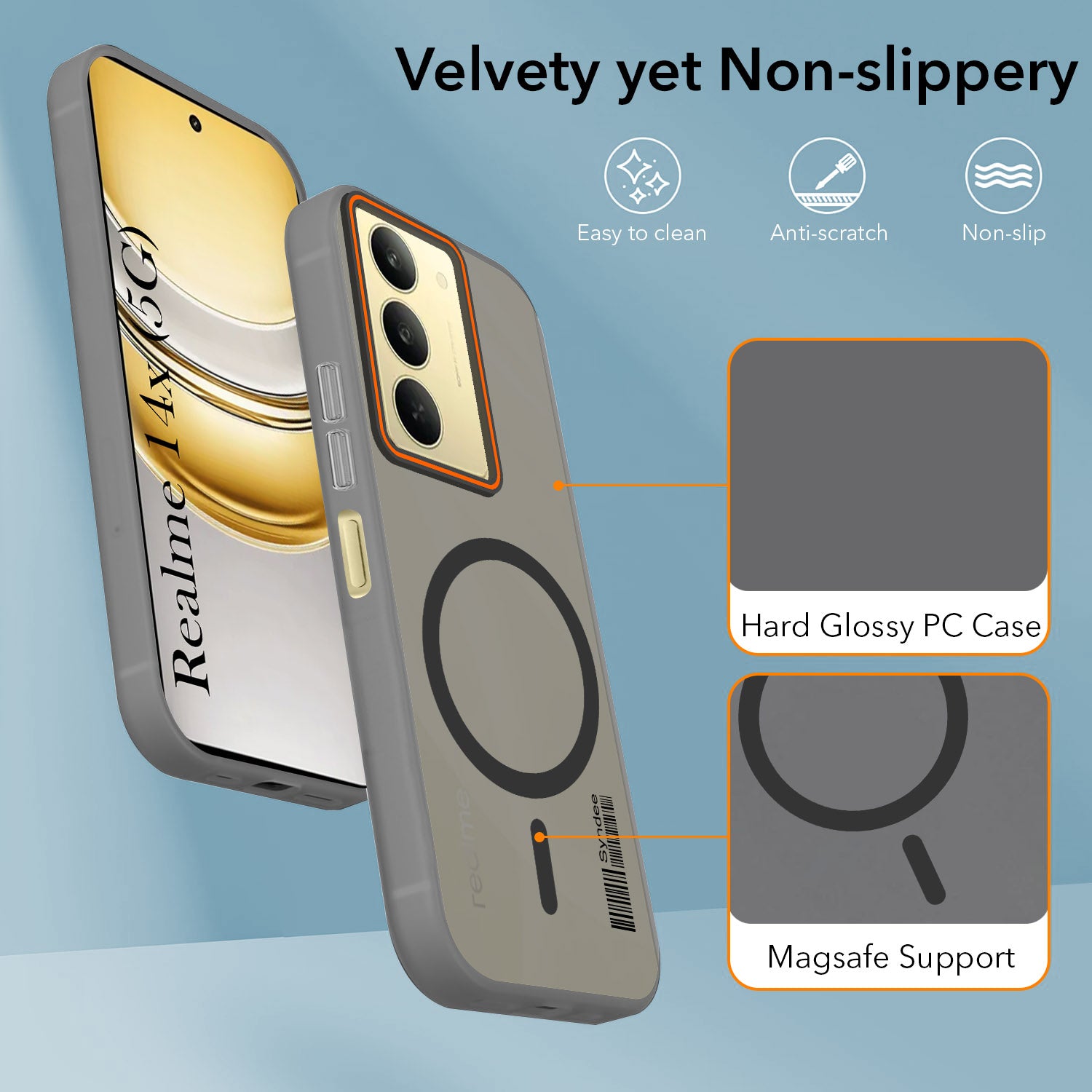 For Realme 14X Back Cover Case (Soft Touch | Camera Bump Protection | MagSafe Compatible | Matte Finish)