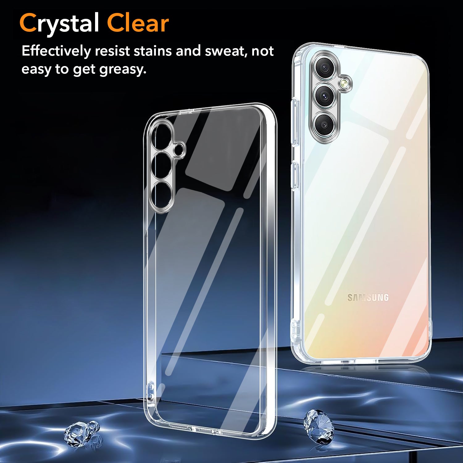 For Samsung Galaxy A34 5G Back Cover Case (Hybrid Crystal panel with Side Soft PU | Camera Protection | HD Clear Shockproof)