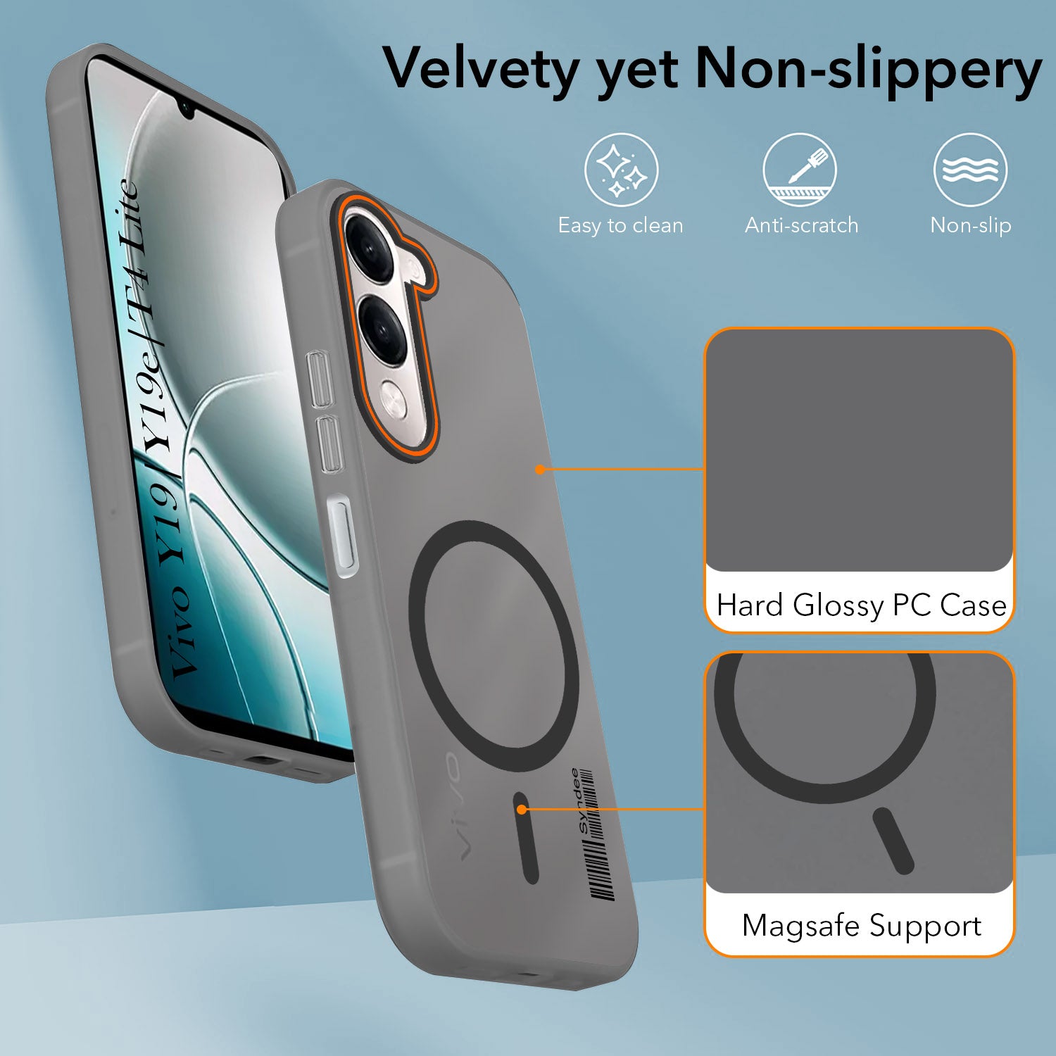 For Vivo Y19 | Vivo Y19e | Vivo T4 Lite Back Cover Case (Soft Touch | Camera Bump Protection | MagSafe Compatible | Matte Finish)